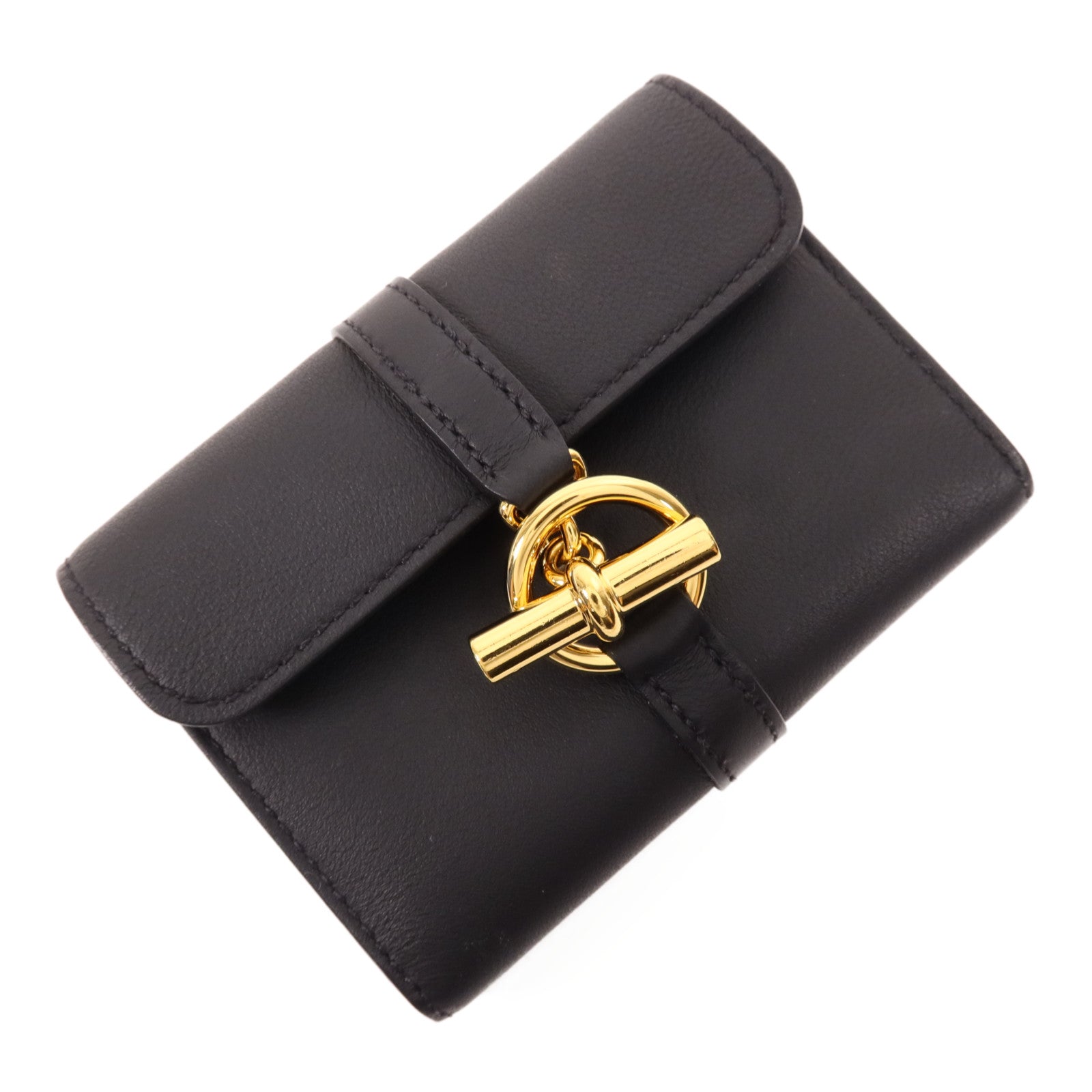 HERMES Swift皮革Glenan Compact Wallet金扣錢包