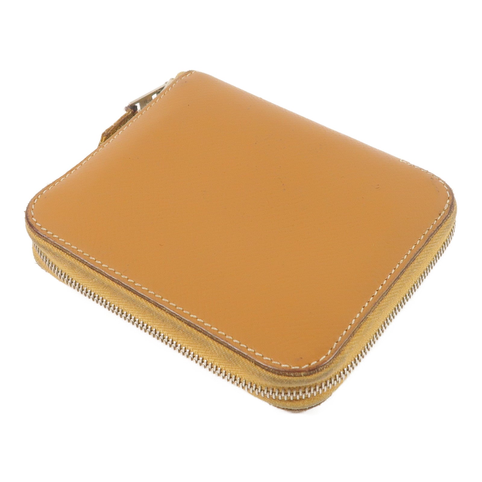 HERMES Epsom皮革/絲質Silk In Compact錢包Gold