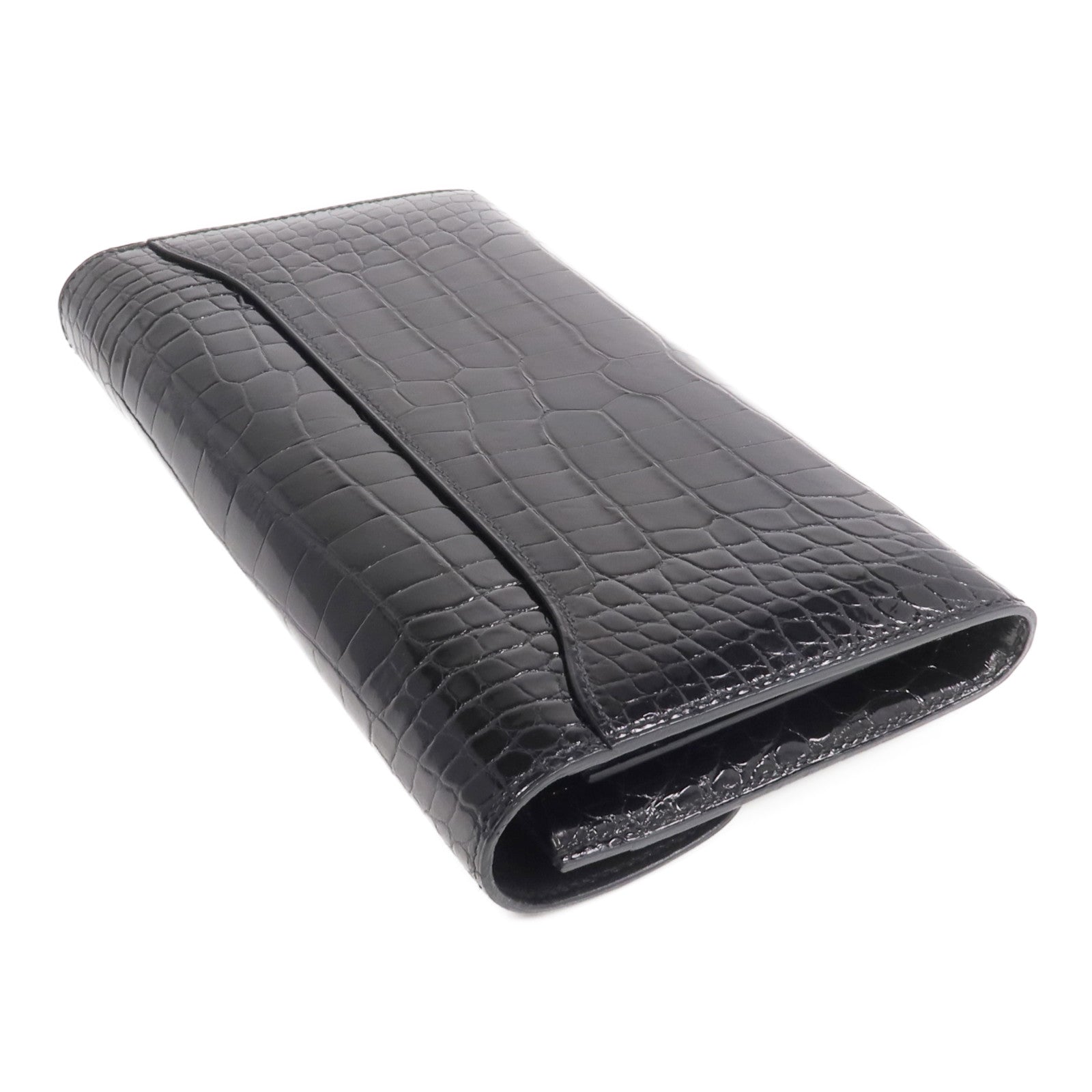 HERMES 【激減優惠】Alligator皮革Constance Long Wallet銀扣長錢包Noir