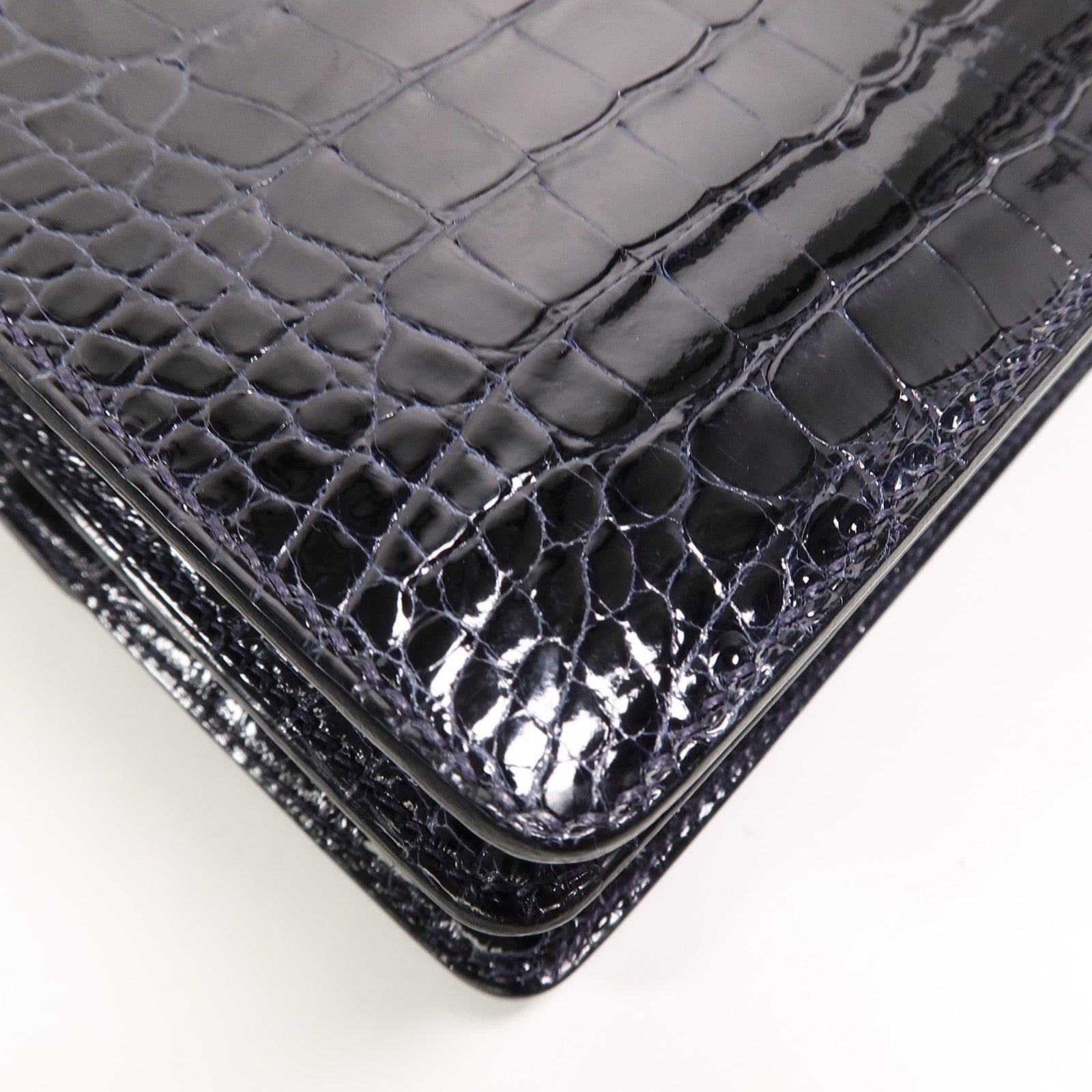 HERMES Alligator皮革Roulis Mini肩背袋Bleu Indigo