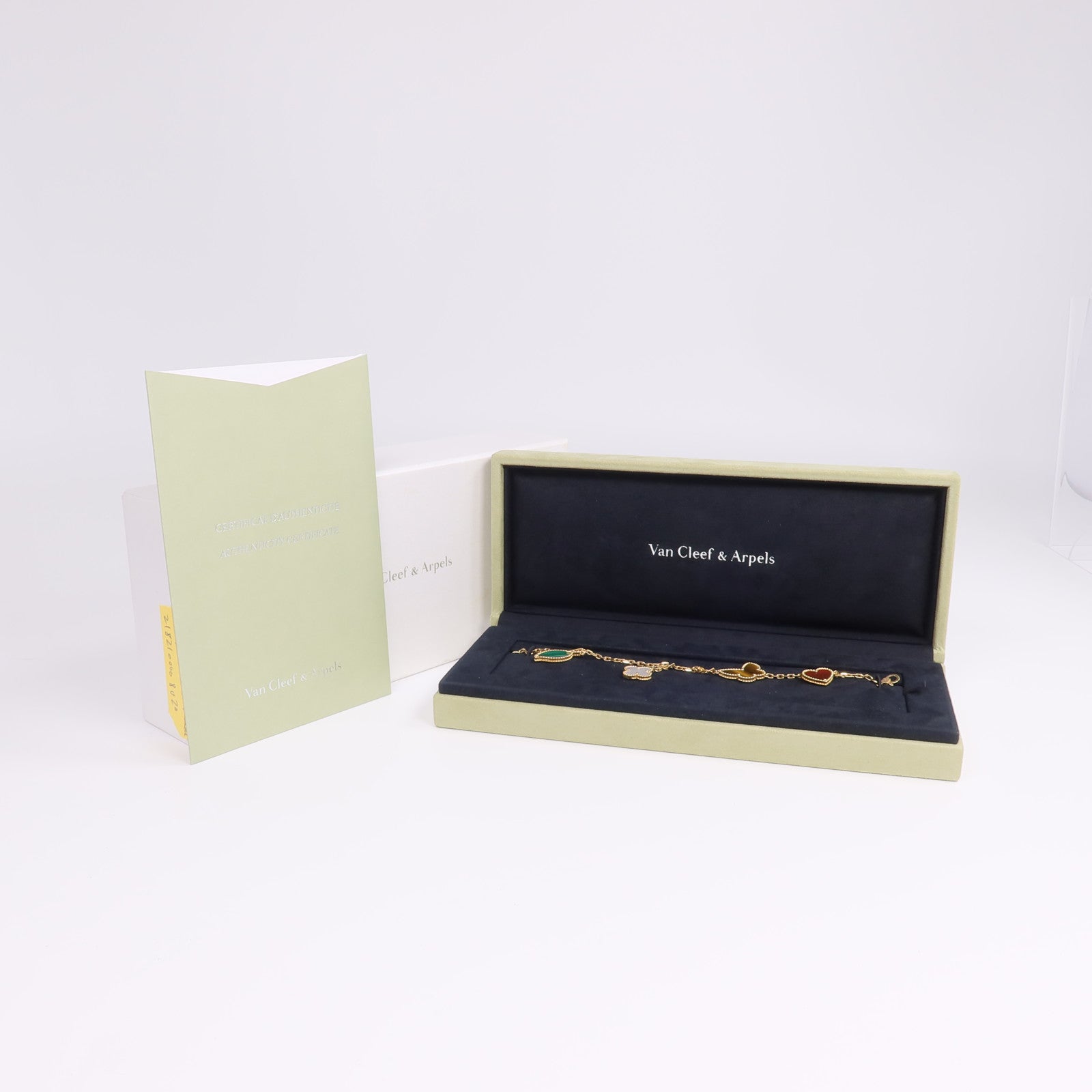 Van Cleef & Arpels 18K黃金Lucky Alhambra Bracelet 4 Motifs孔雀石/珍珠母貝/紅玉髓/虎眼石手鏈