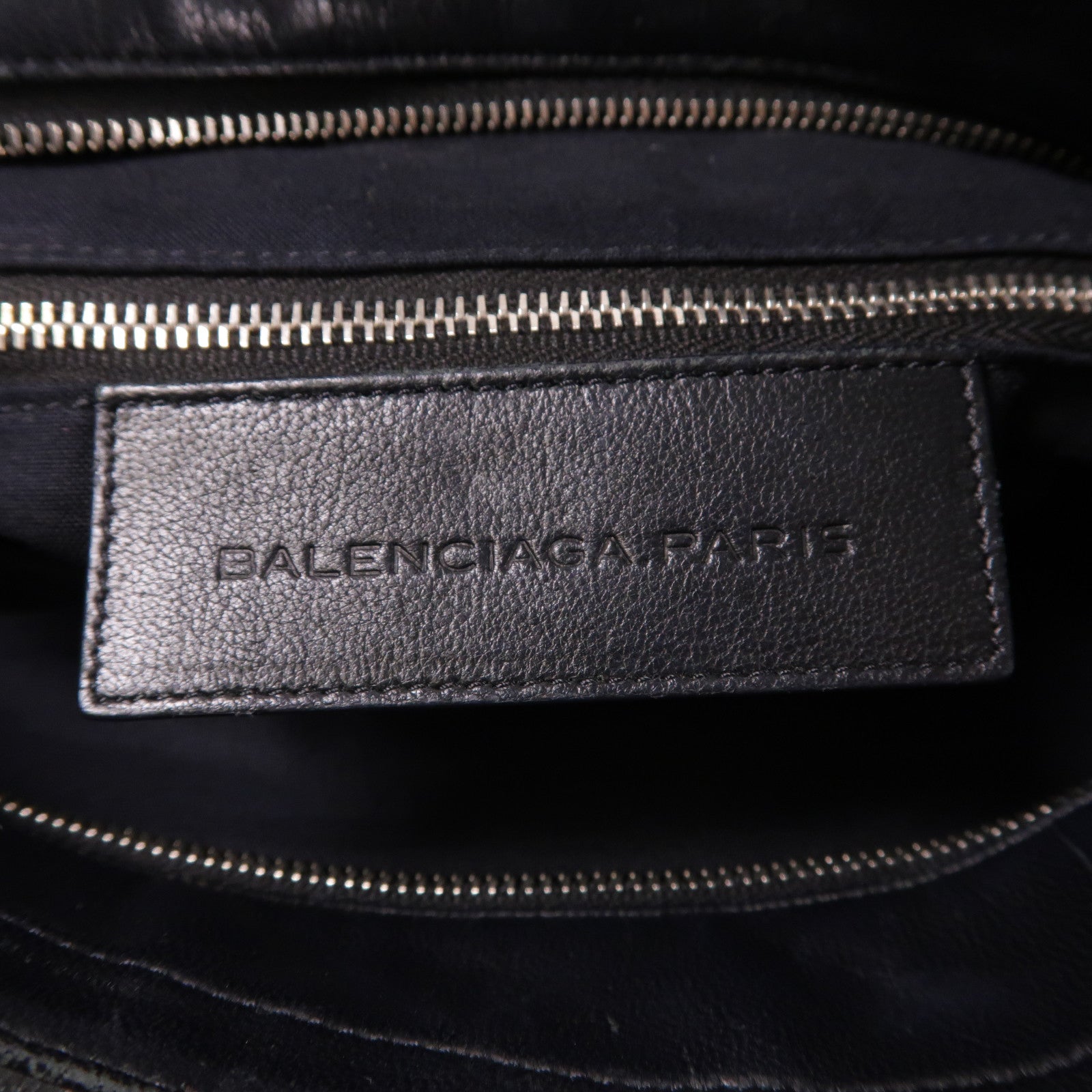 BALENCIAGA 牛皮皮革Livasity Paper銀扣手挽肩背兩用袋黑色