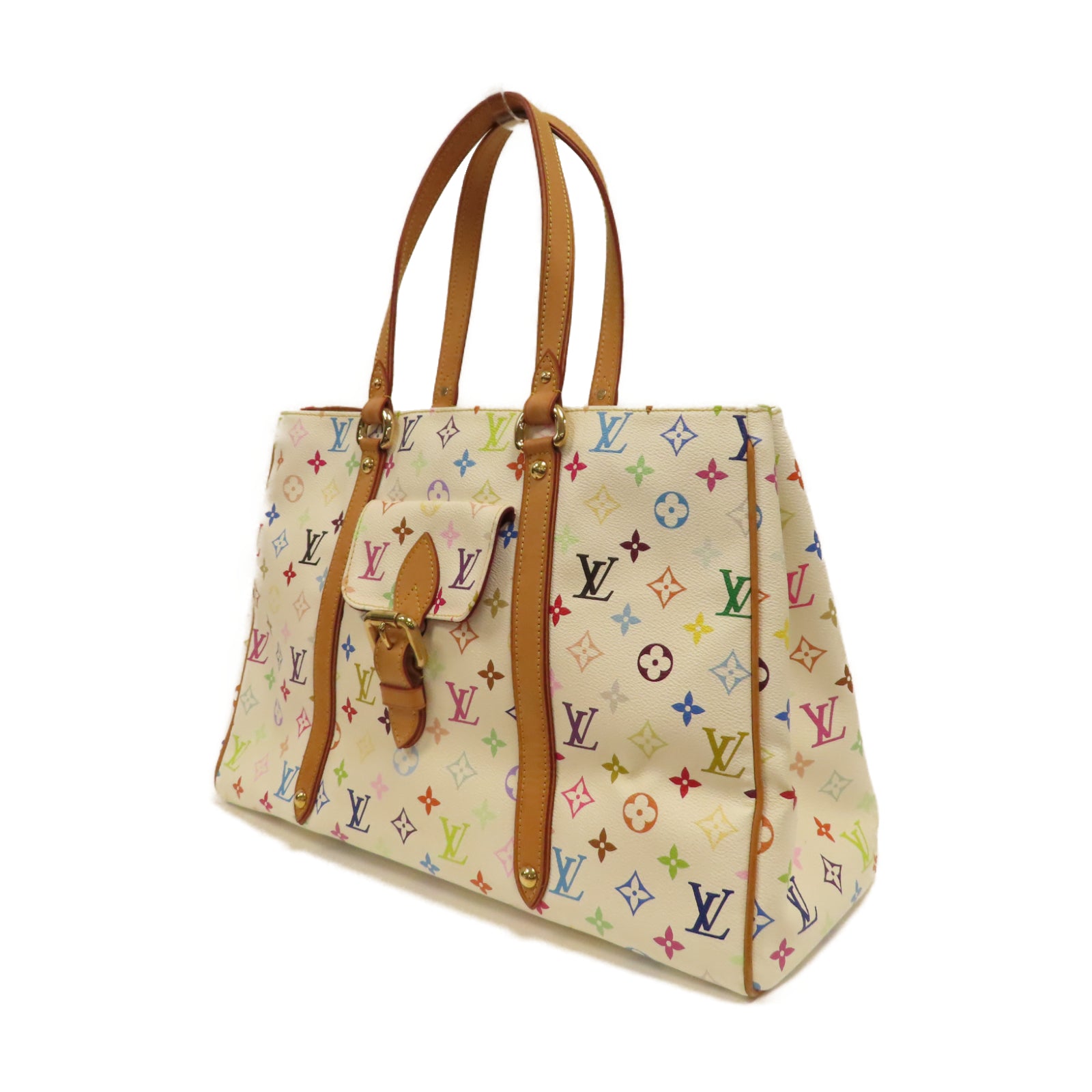 LOUIS VUITTON Monogram Multicolore Aurelia GM金扣肩背袋白色/彩色