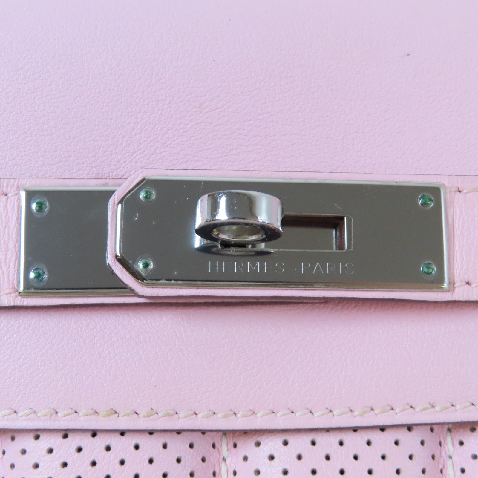 HERMES Swift皮革Mini Berline銀扣肩背袋Rose Sakura/櫻花粉