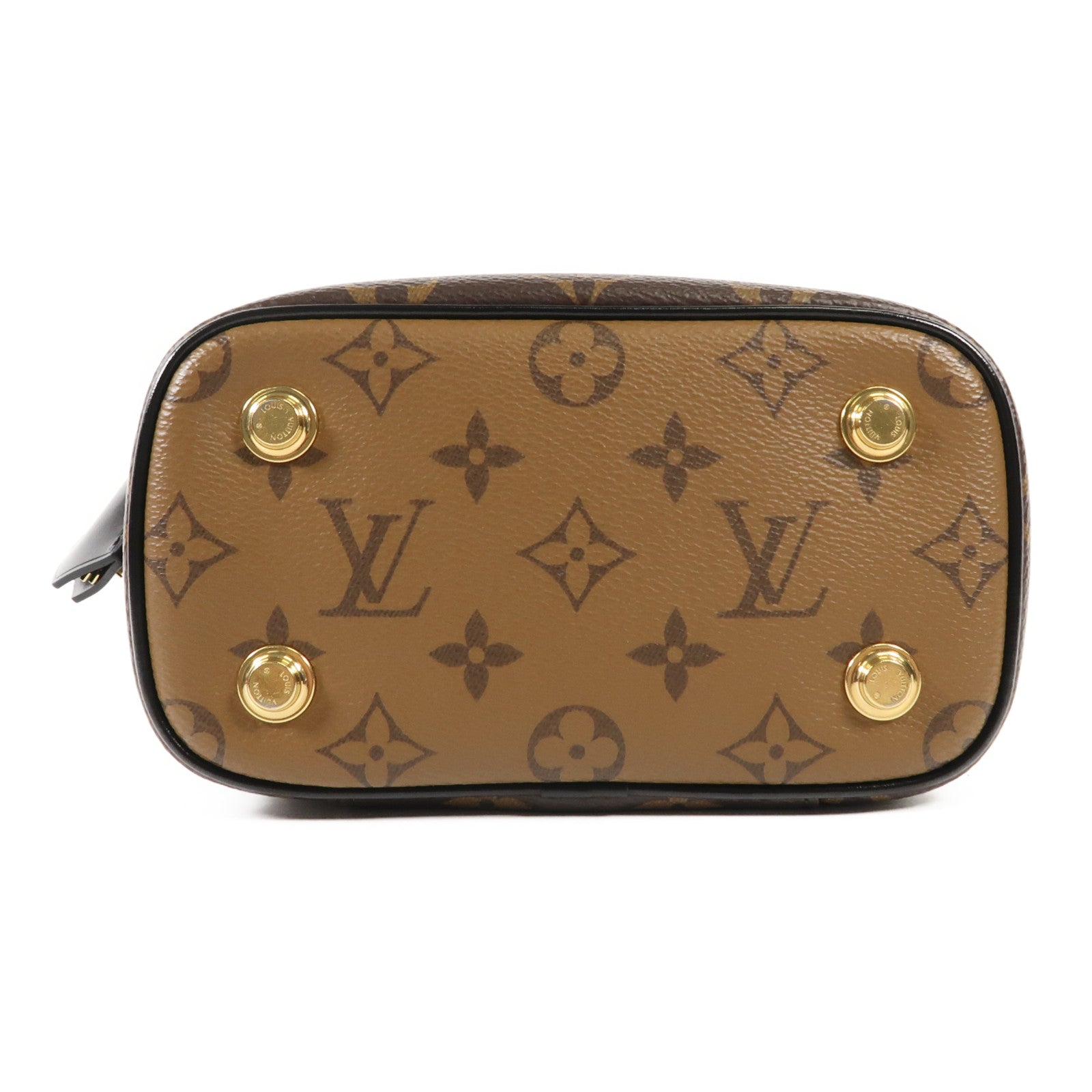 LOUIS VUITTON Monogram Reverse Vanity PM金扣手挽肩背兩用袋棕色