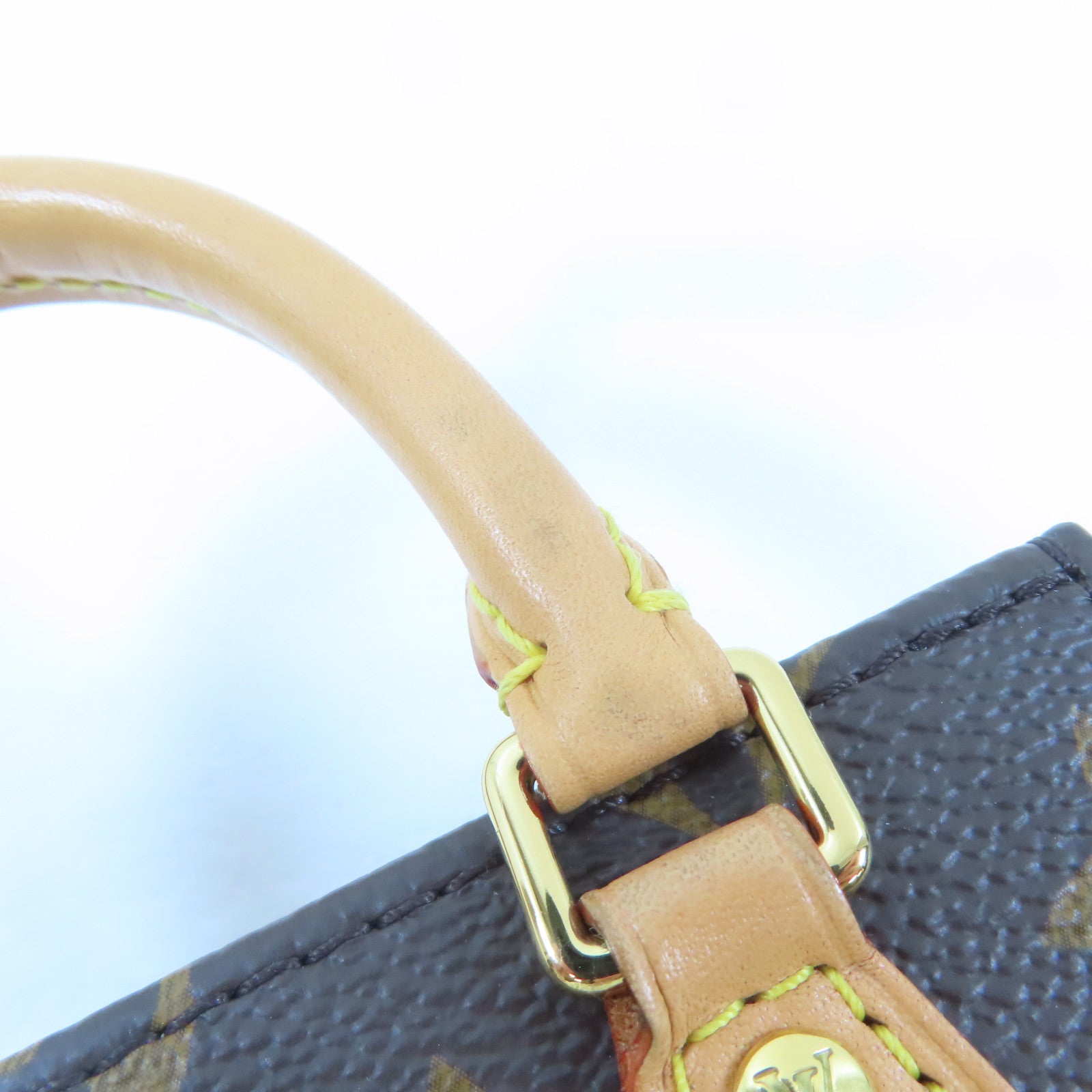 LOUIS VUITTON Monogram Petit Sac Plat金扣手挽肩背兩用袋啡色