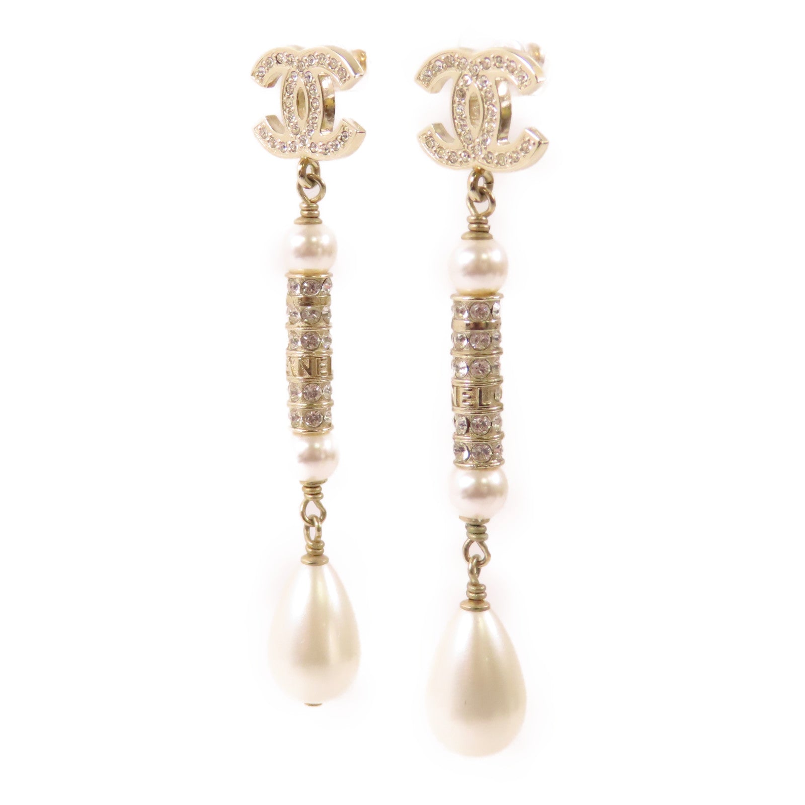 CHANEL PVC/金屬Earrings耳環白色/金色