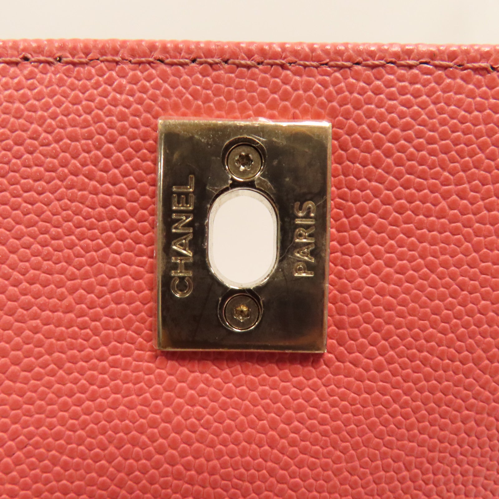 CHANEL 菱格Caviar皮革Mini Coco Handle金扣手挽肩背兩用袋粉紅色