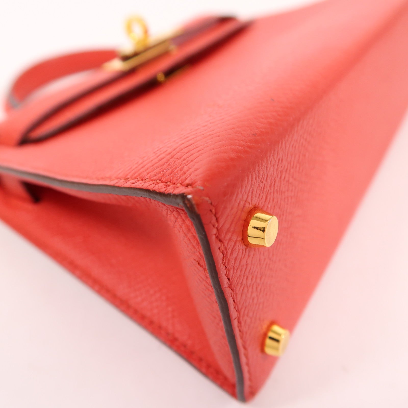 HERMES Epsom皮革Mini Kelly 2金扣手挽肩背兩用袋Rouge De Coeur