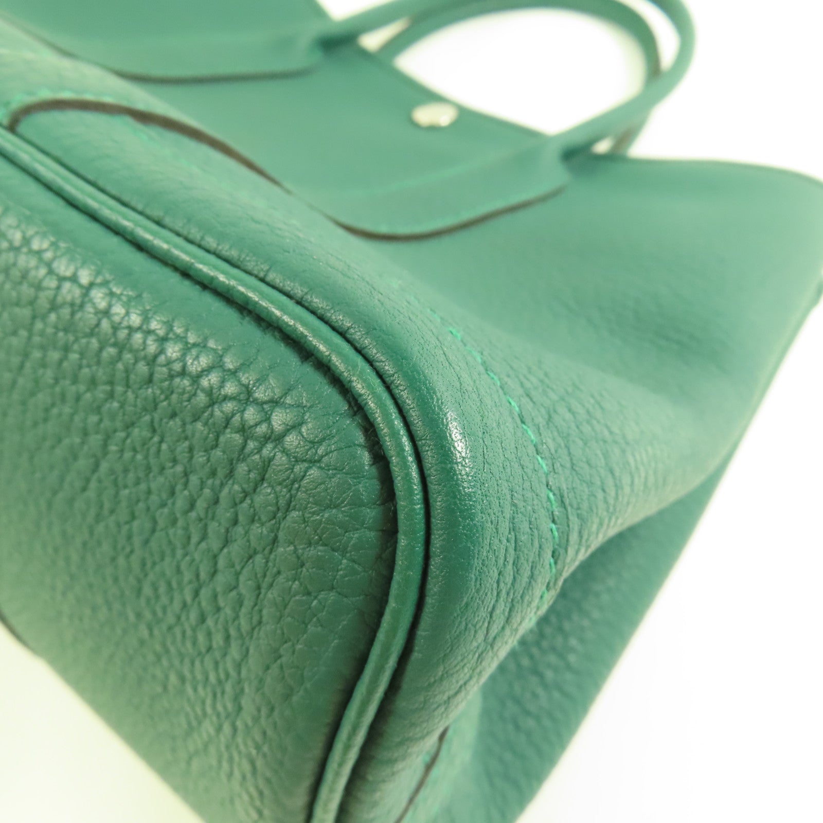 HERMES PHW Garden Party TPM Tote Bag Negonda Leather Malachite