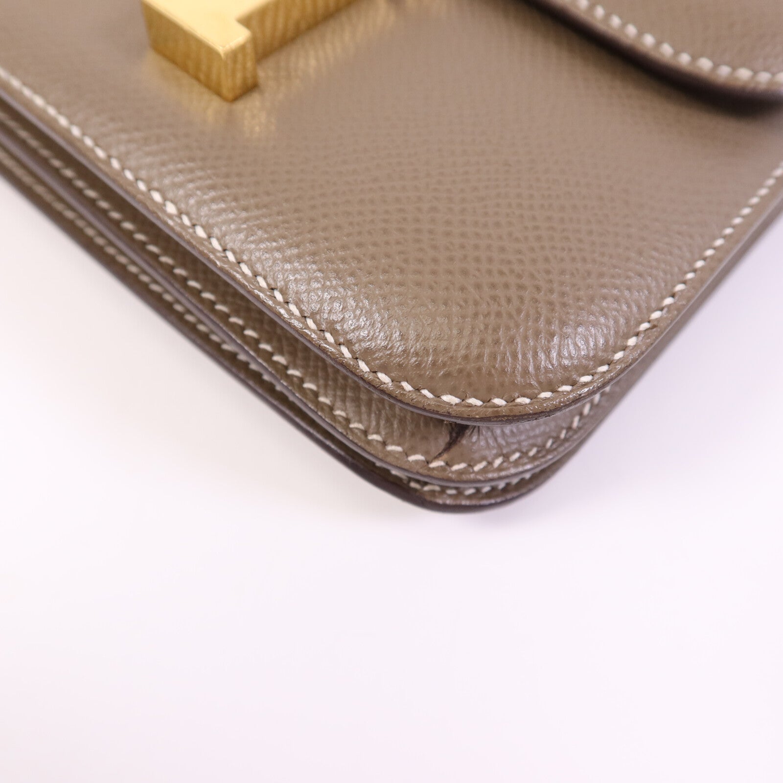 HERMES 【激減優惠】Epsom皮革Constance Mini金扣手挽肩背兩用袋Etoupe