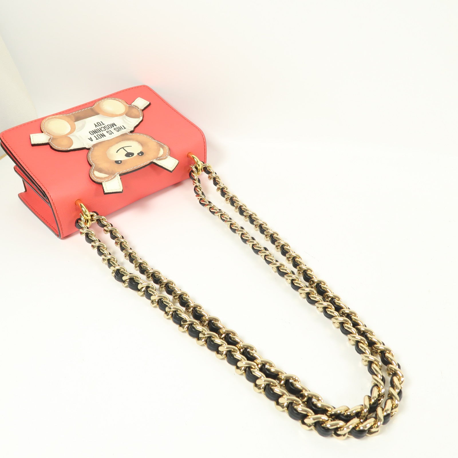 MOSCHINO 皮革Shoulder Bag金扣鏈帶肩背袋