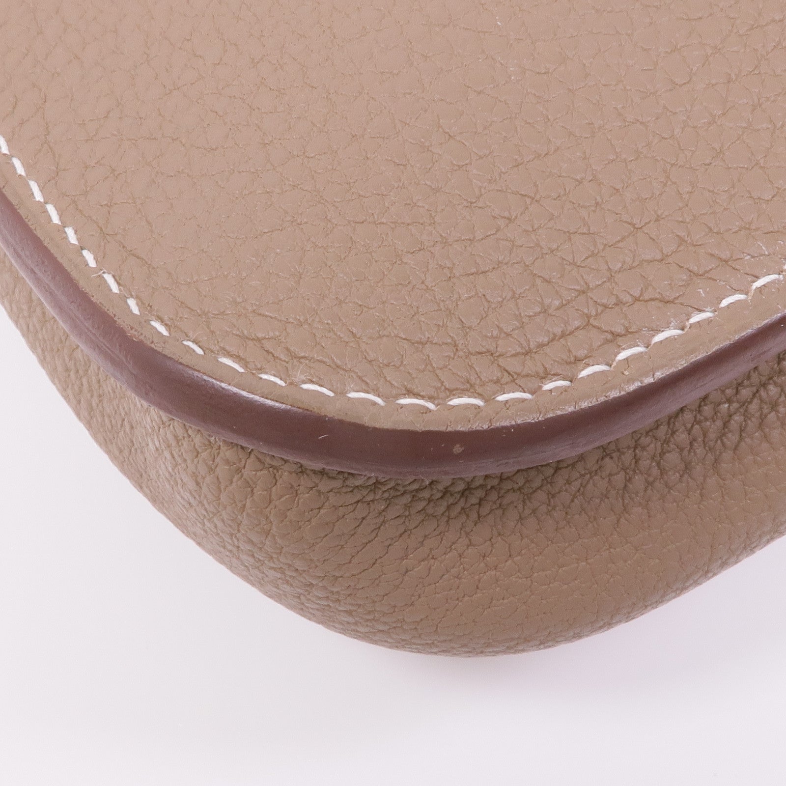 HERMES Togo皮革Steve Light Junior銀扣肩背袋Etoupe