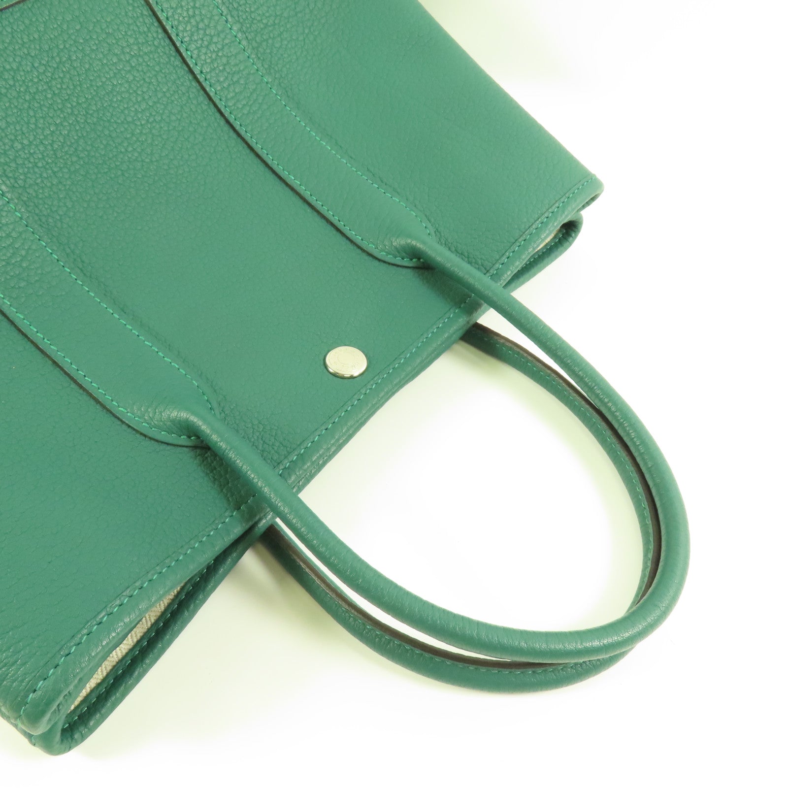 HERMES Negonda皮革Garden Party TPM銀扣手挽袋Malachite
