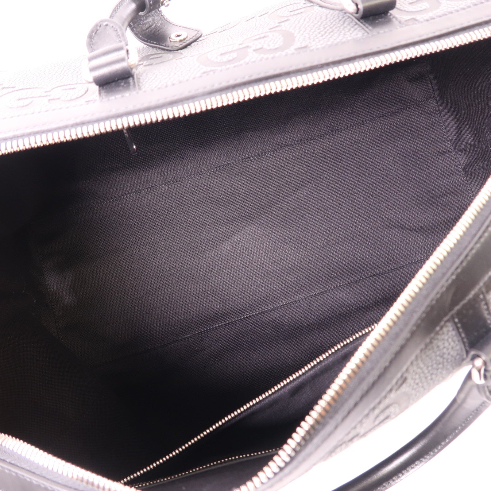 GUCCI SHW Jumbo GG Boston Bag 2 Way Shoulder Bag 725282 Calfskin Leather Gray