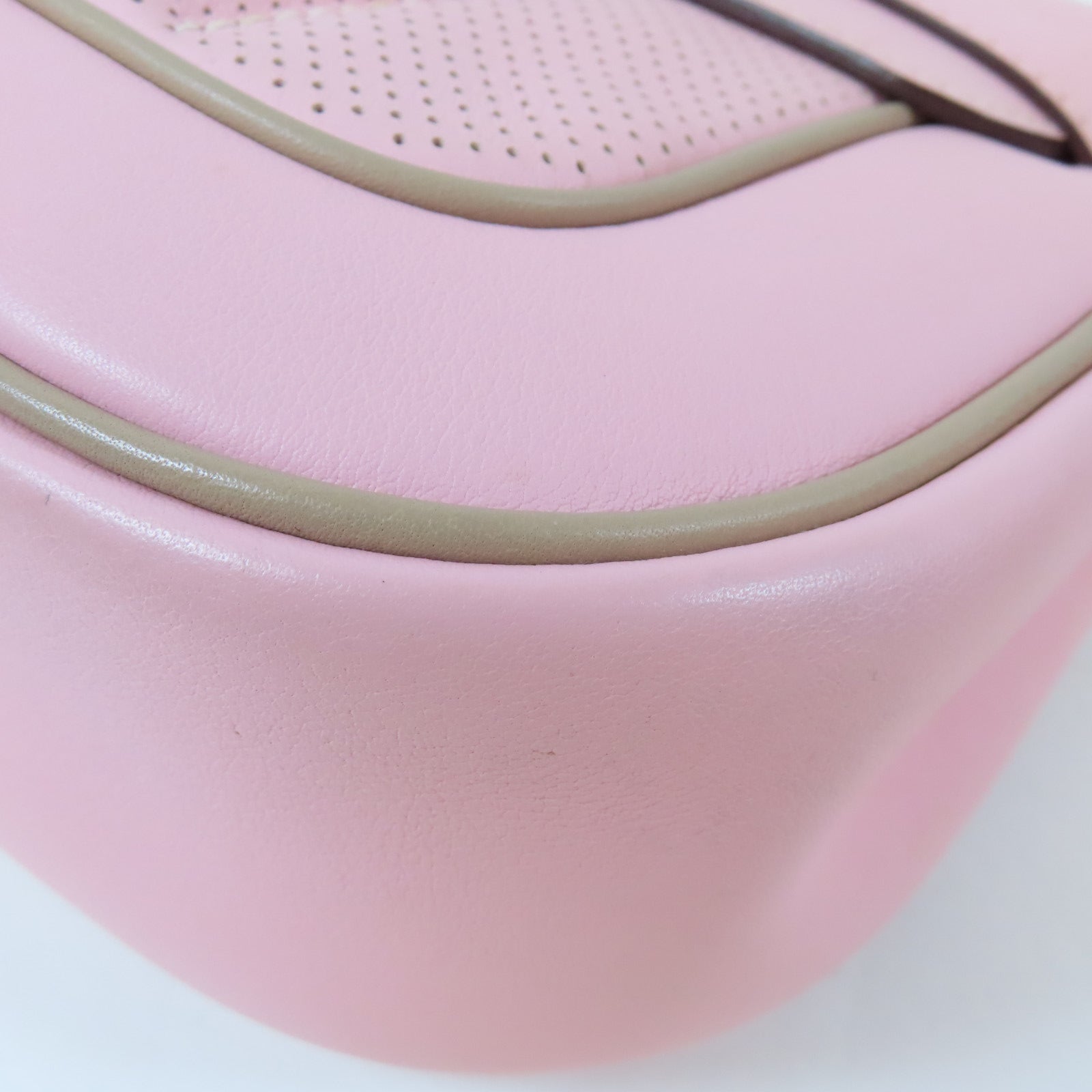 HERMES Swift皮革Mini Berline銀扣肩背袋Rose Sakura/櫻花粉