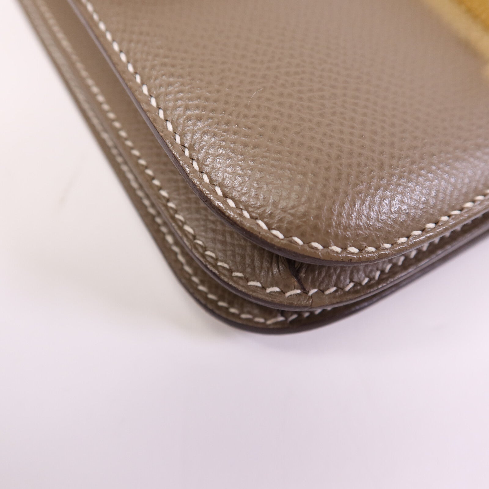 HERMES 【激減優惠】Epsom皮革Constance Mini金扣手挽肩背兩用袋Etoupe