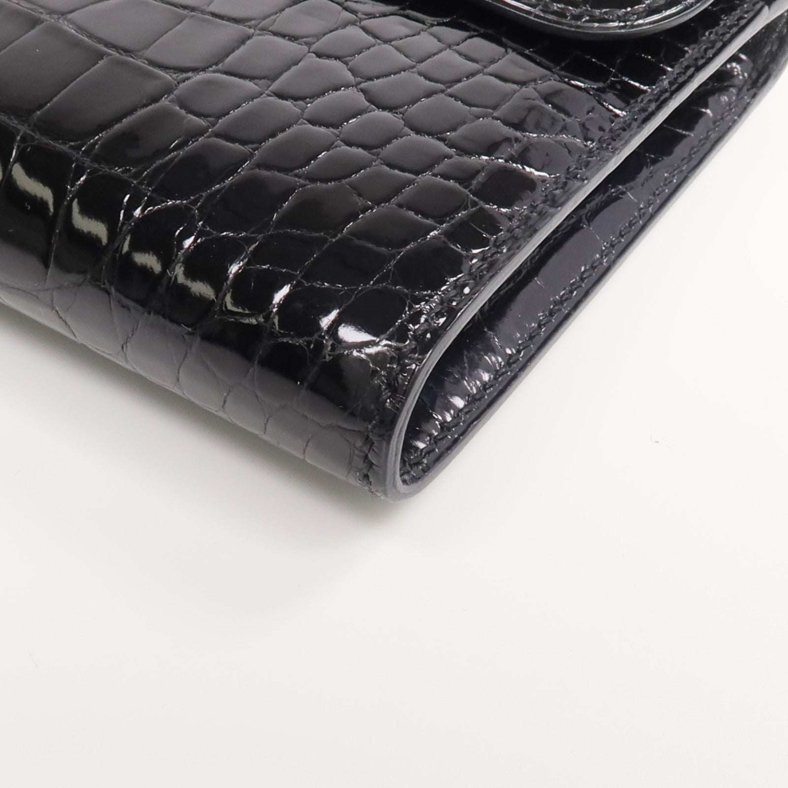 HERMES 【激減優惠】Alligator皮革Constance Long Wallet銀扣長錢包Noir
