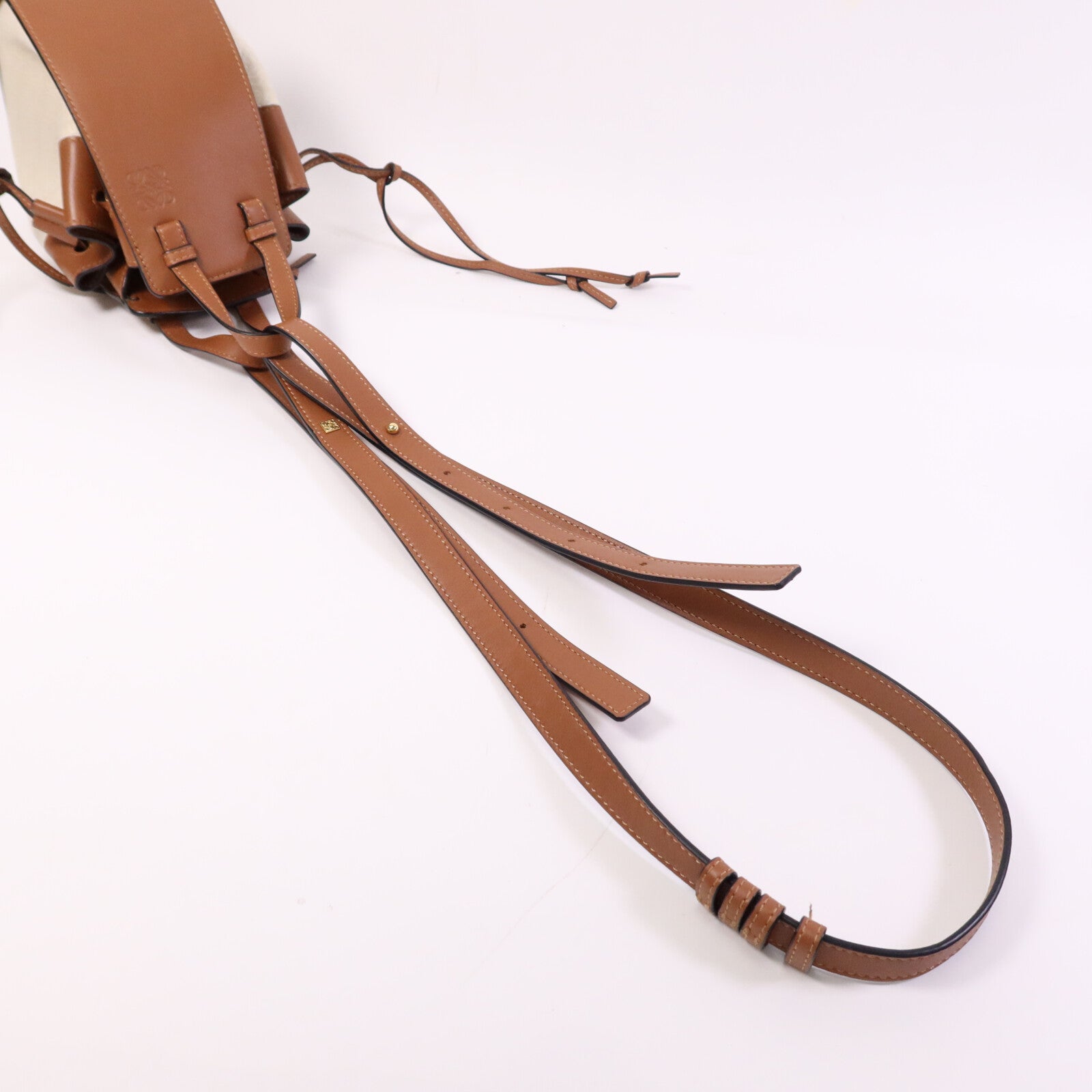 LOEWE 牛皮皮革/帆布Mini Hammock金扣手挽肩背兩用袋