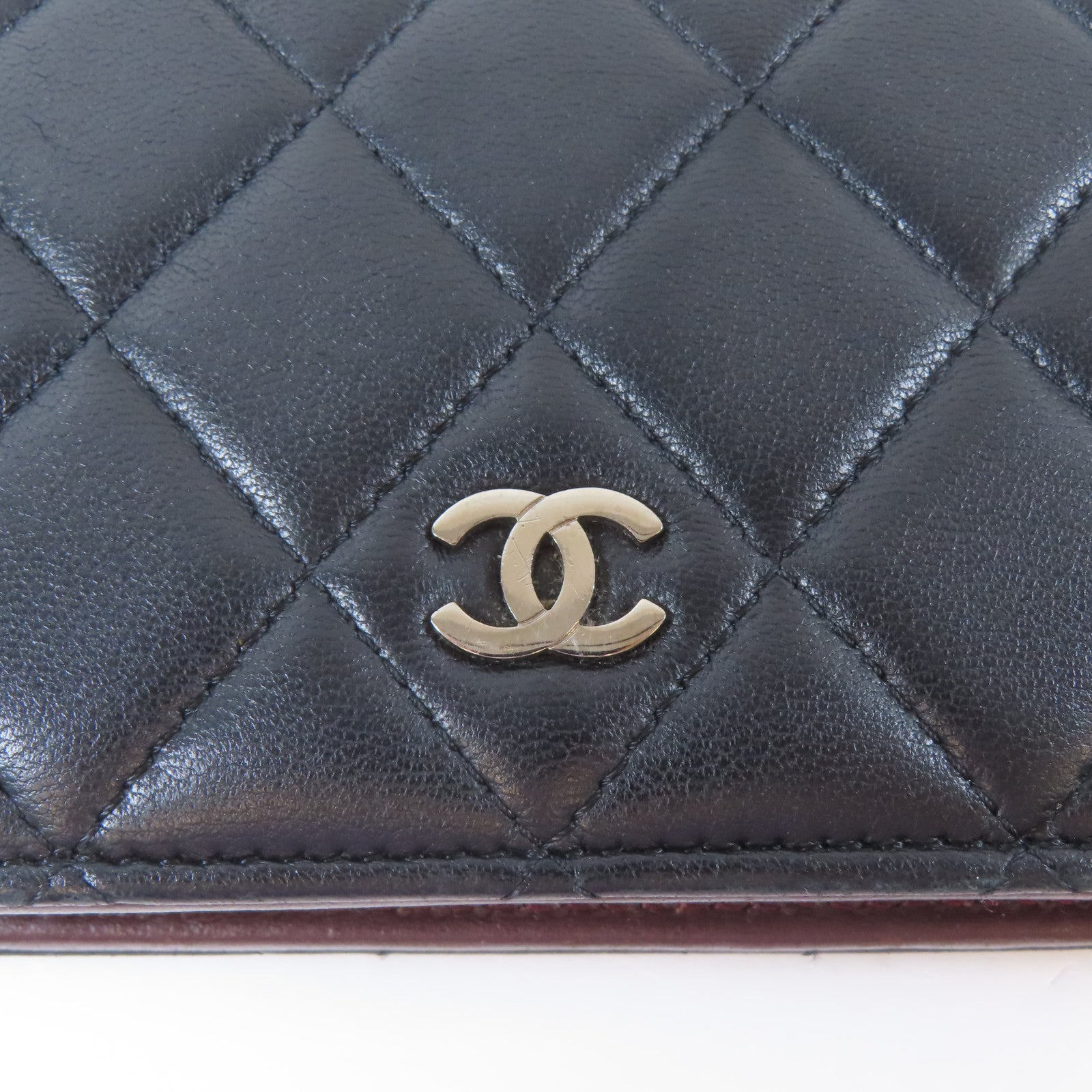 CHANEL 菱格羊皮皮革Long Wallet長錢包黑色