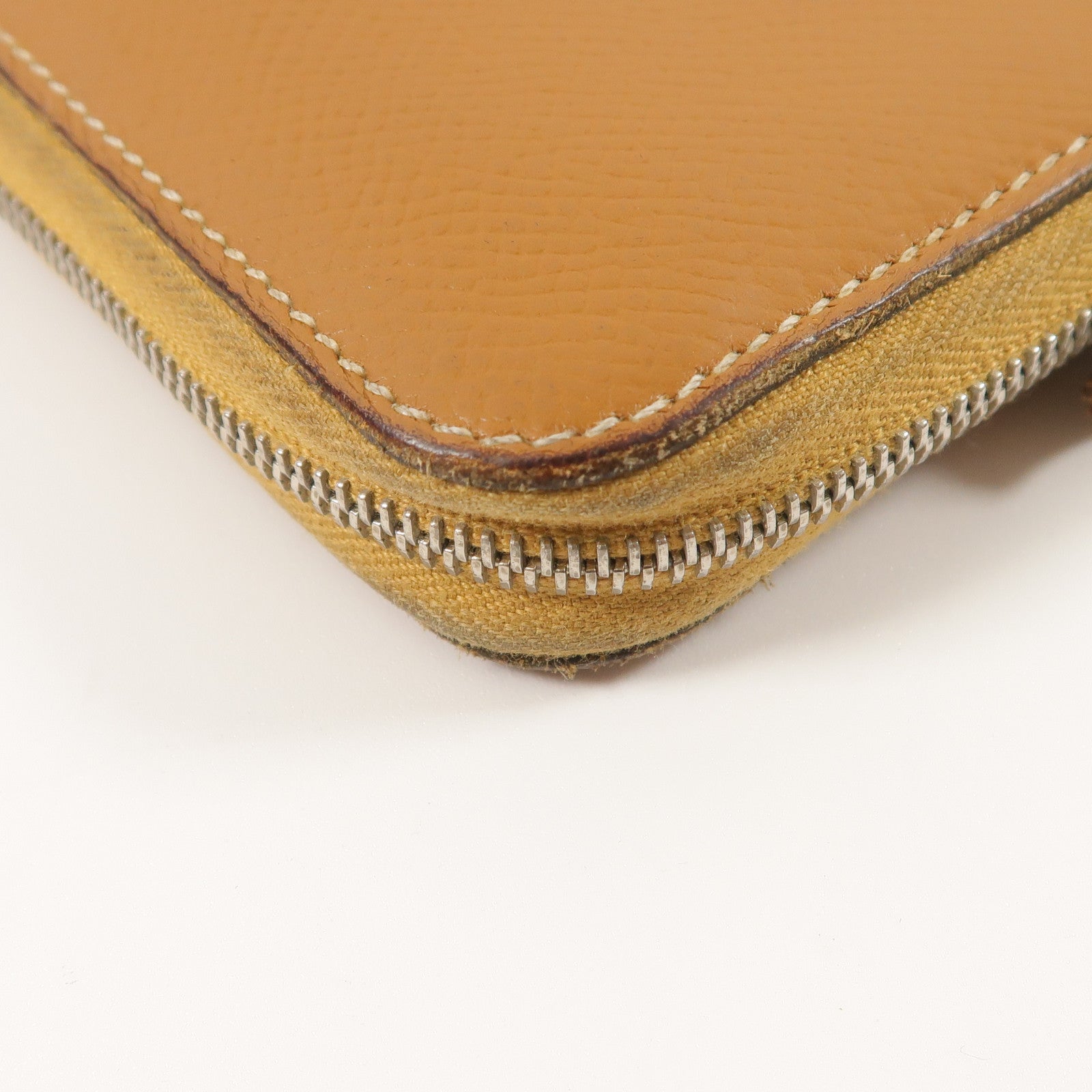 HERMES Epsom皮革/絲質Silk In Compact錢包Gold