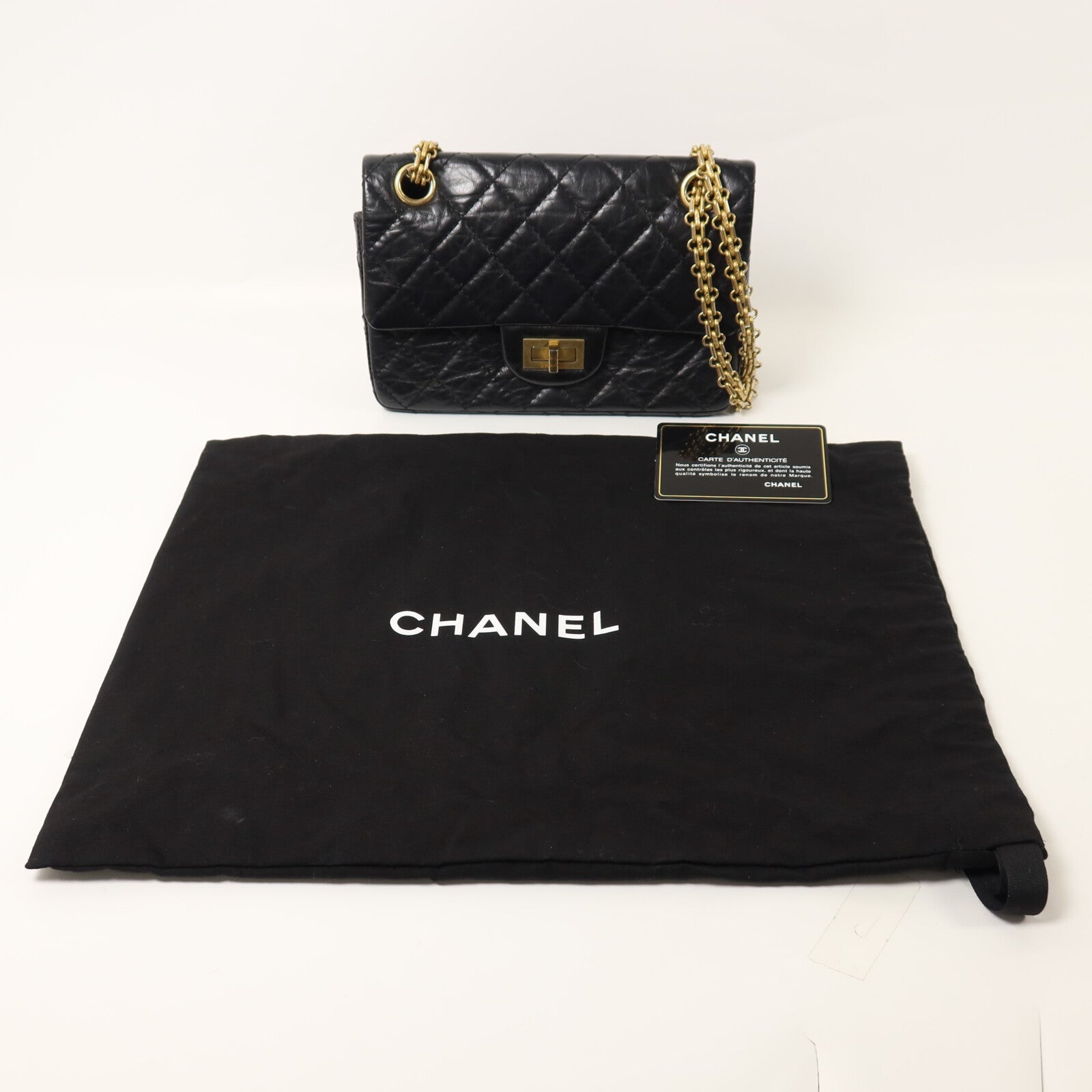 CHANEL 牛皮皮革2.55 Mini鏈帶手挽肩背兩用袋