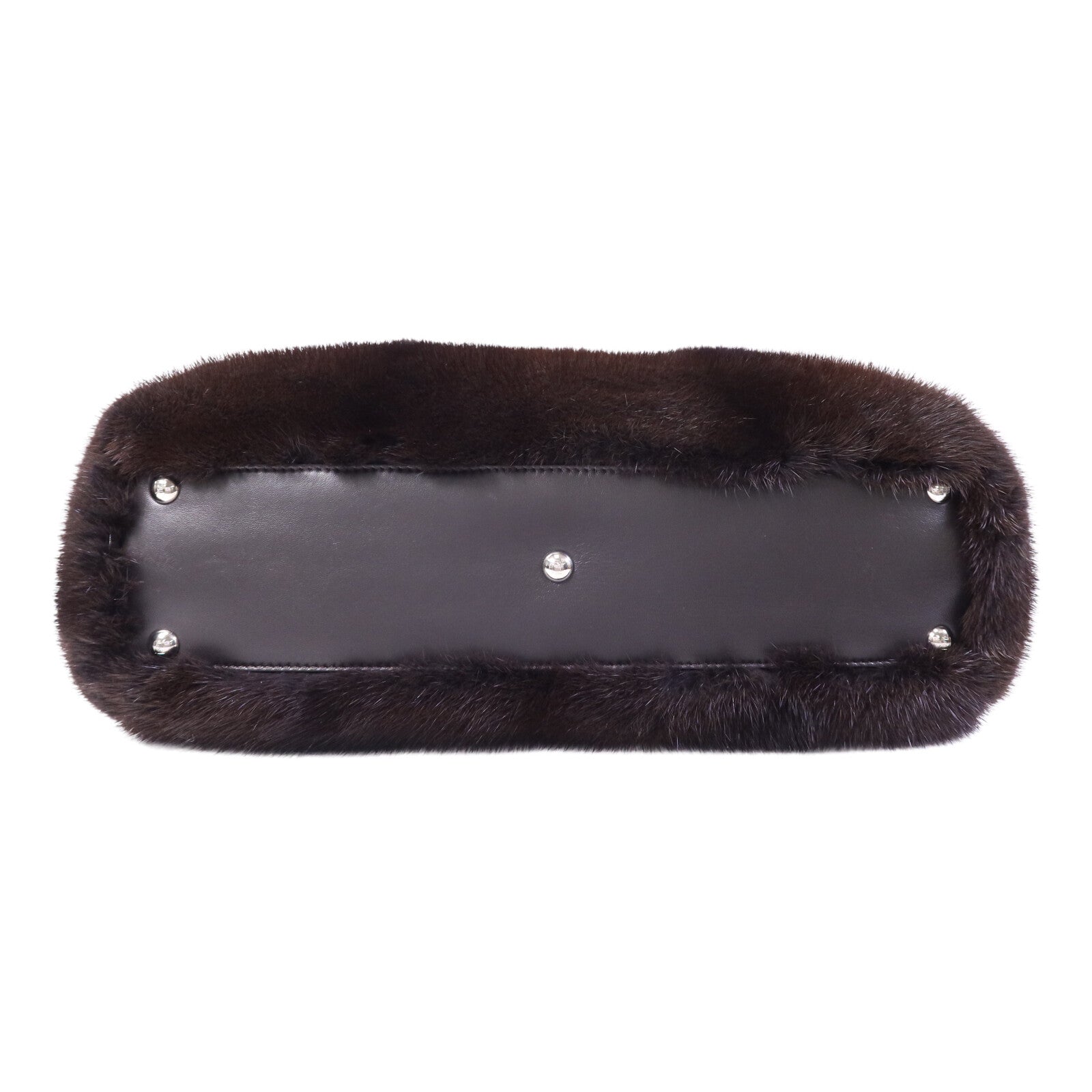 FENDI 狐狸皮毛/蛇皮皮革Peekaboo Large銀扣手挽肩背兩用袋