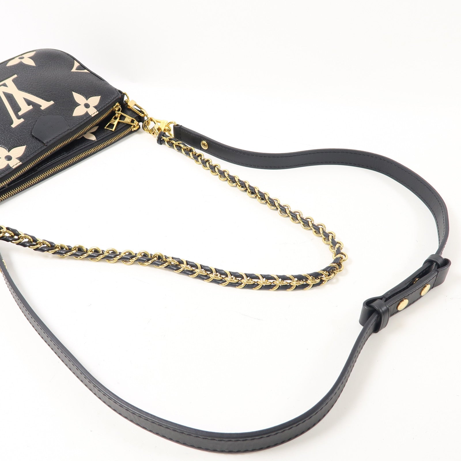 LOUIS VUITTON Monogram Empreinte Multi Pochette Accessoires金扣肩背袋黑色