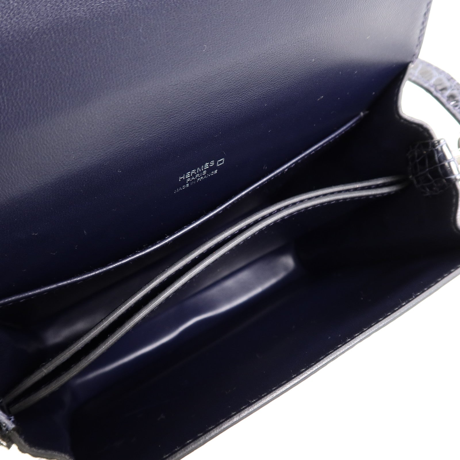 HERMES Alligator皮革Roulis Mini肩背袋Bleu Indigo