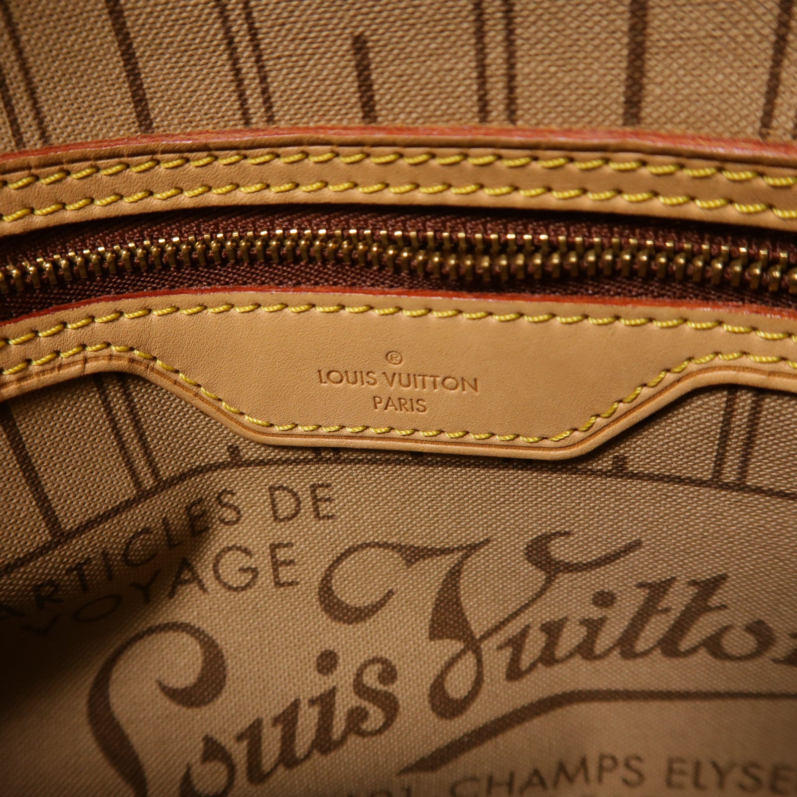 LOUIS VUITTON Monogram Neverfull PM金扣肩背袋棕色