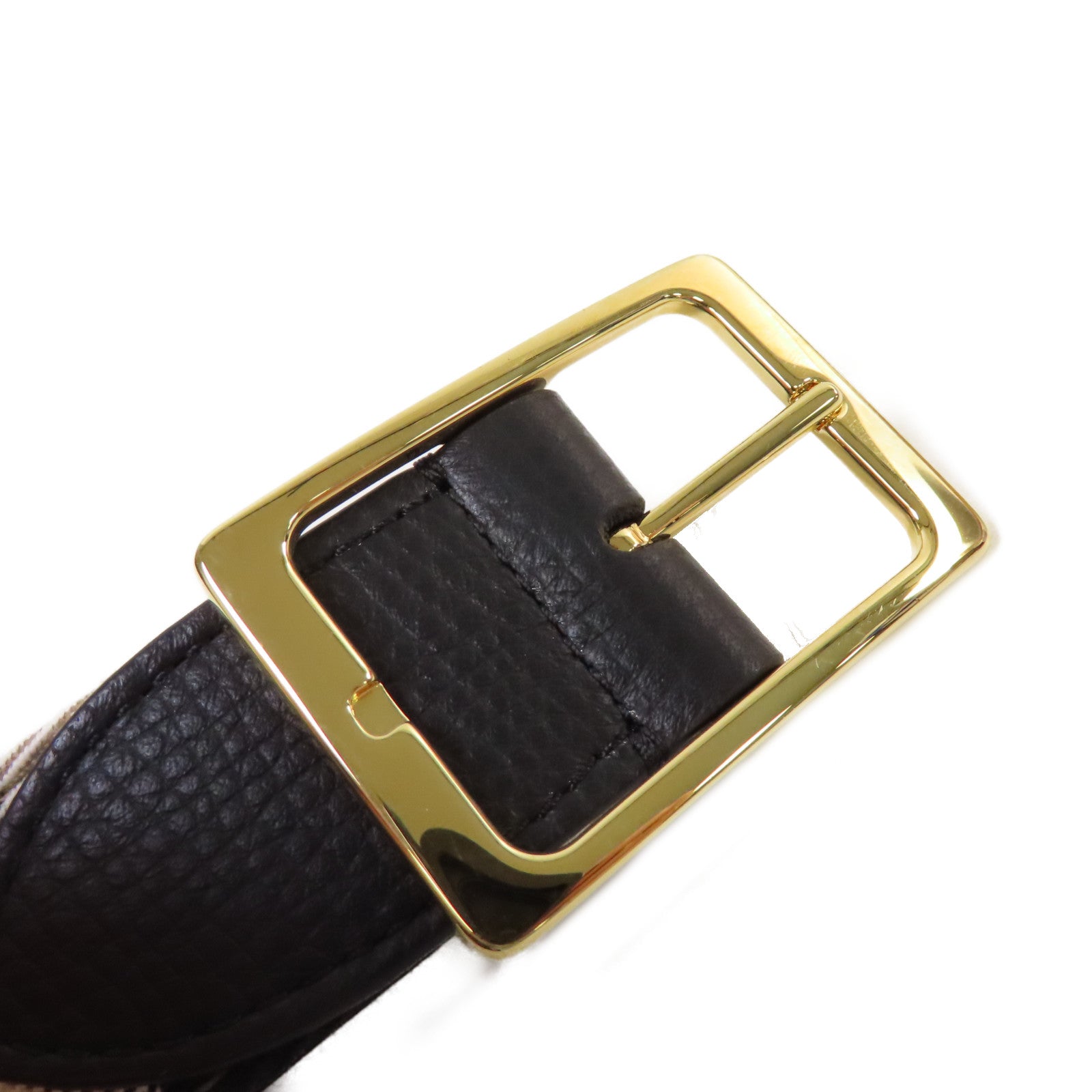 BURBERRY 帆布/牛皮皮革Belt金扣皮帶杏色/啡色