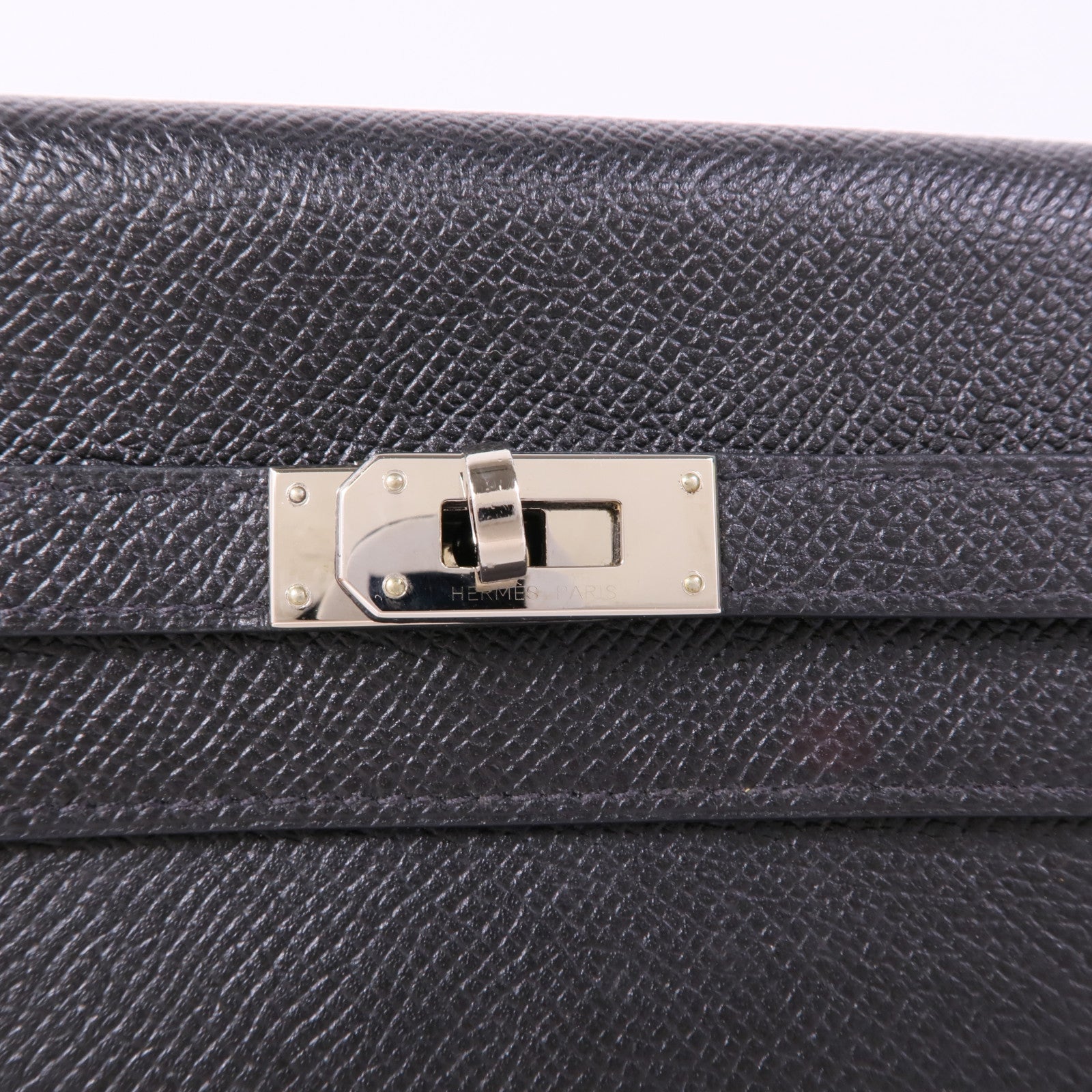 HERMES Epsom皮革Kelly Wallet銀扣長錢包Noir