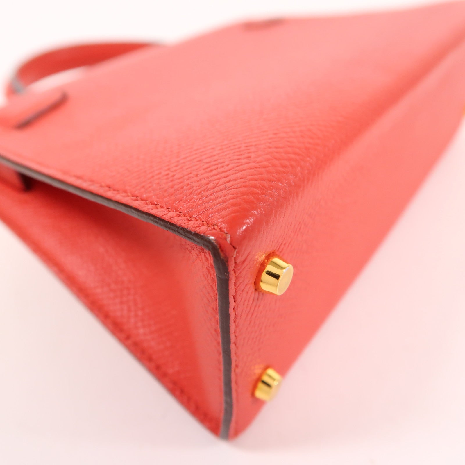 HERMES Epsom皮革Mini Kelly 2金扣手挽肩背兩用袋Rouge De Coeur