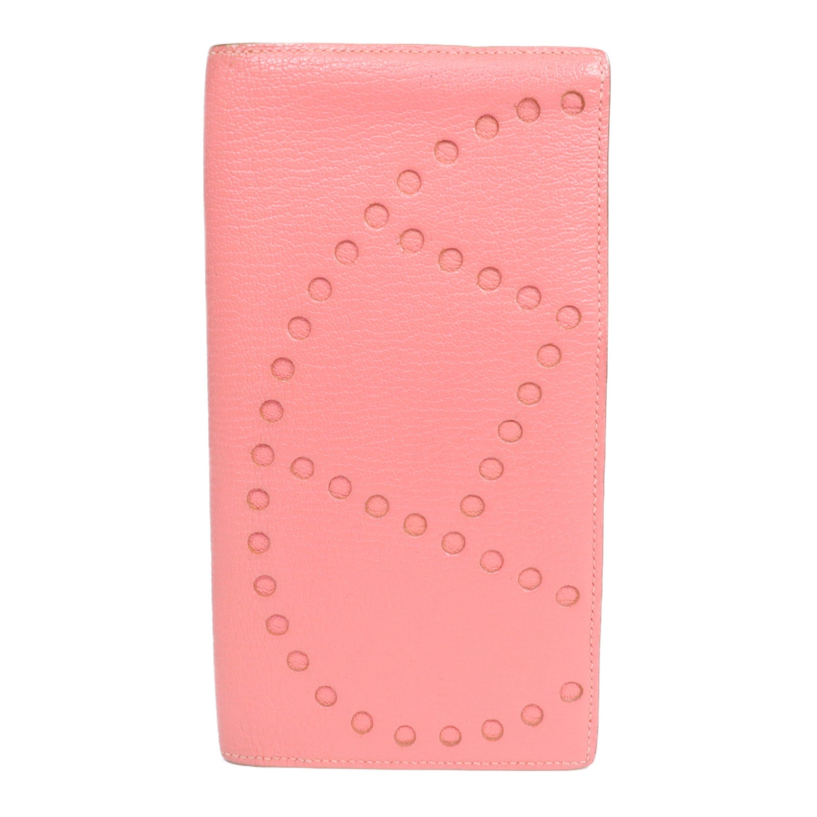 HERMES 山羊皮革Evelyne Long Wallet長錢包Rose Lipstick