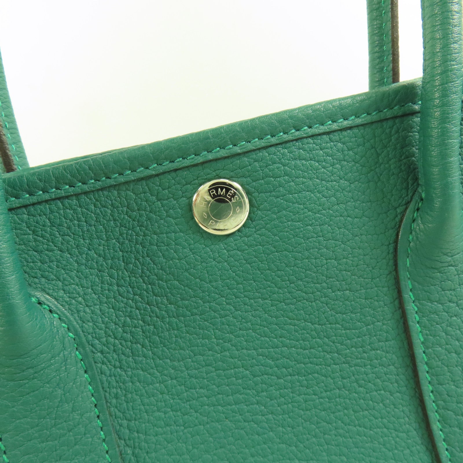HERMES PHW Garden Party TPM Tote Bag Negonda Leather Malachite