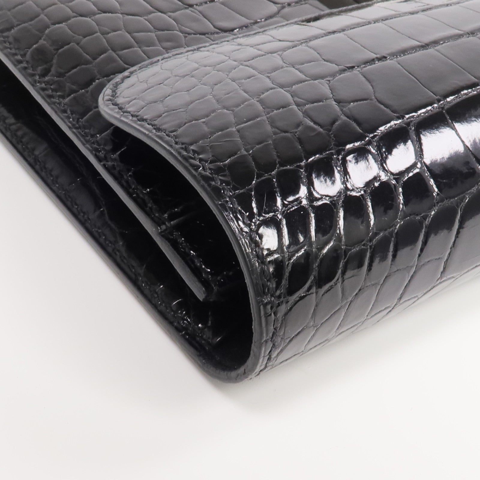 HERMES 【激減優惠】Alligator皮革Constance Long Wallet銀扣長錢包Noir