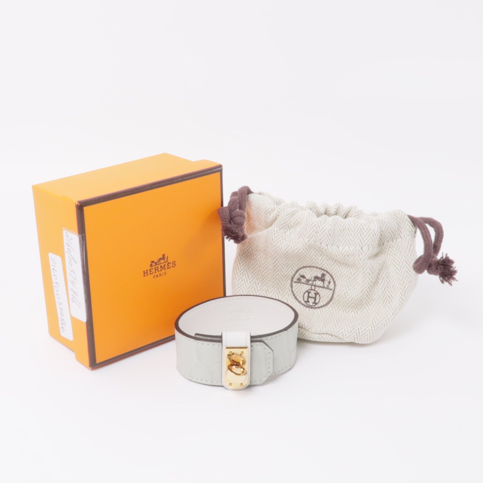 HERMES 鱷魚皮革Kelly Twist金扣手帶