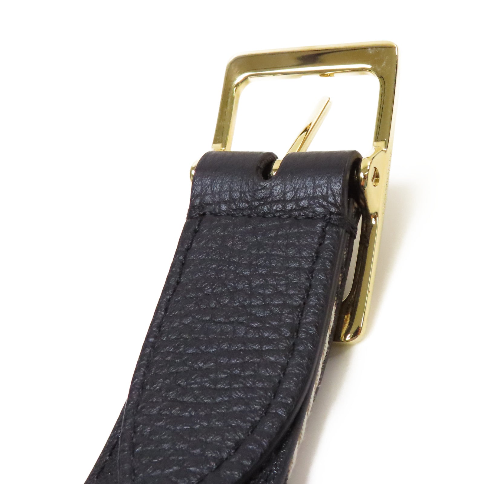 BURBERRY 帆布/牛皮皮革Belt金扣皮帶杏色/啡色