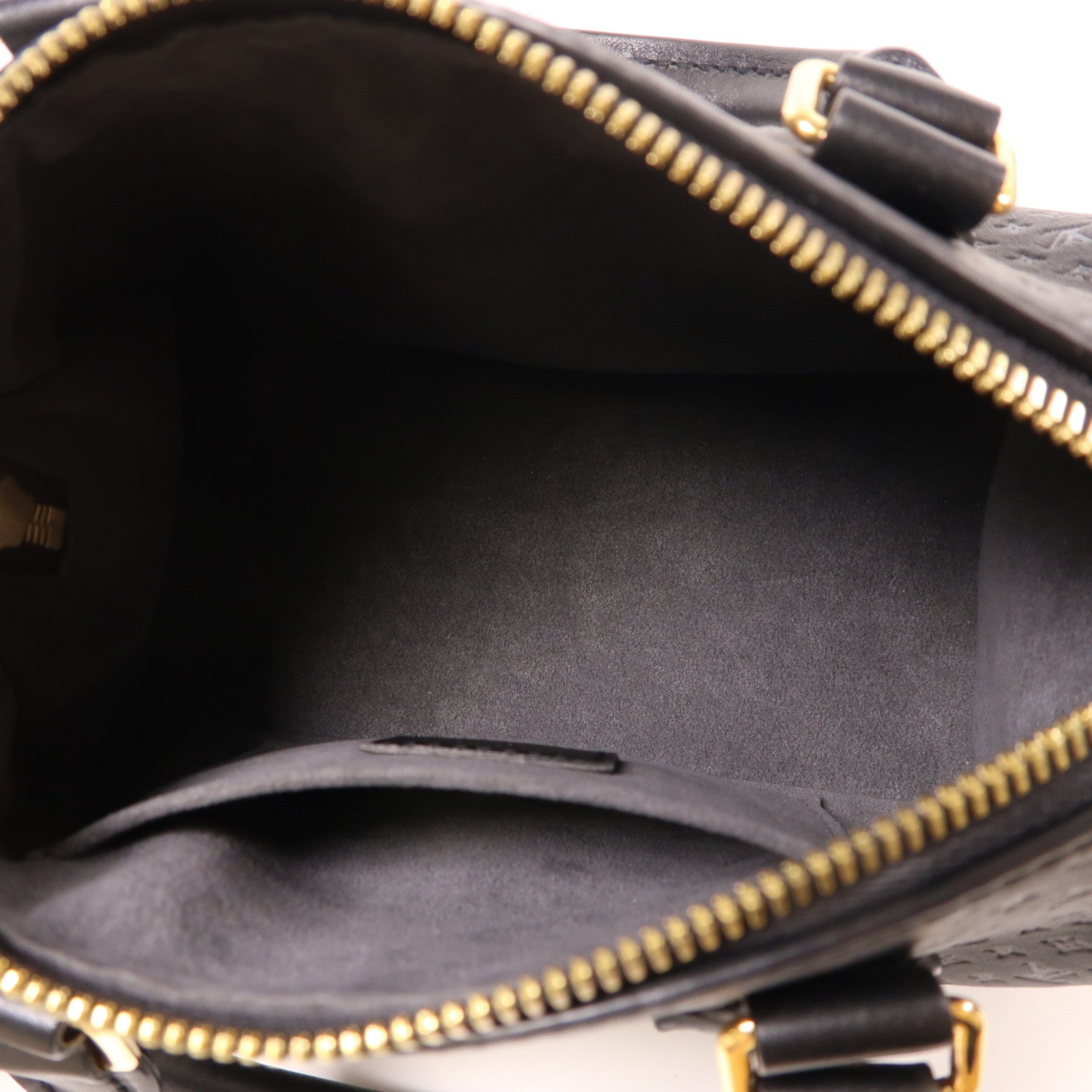 LOUIS VUITTON Nanogram皮革Speedy Bandouliere 20金扣黑色