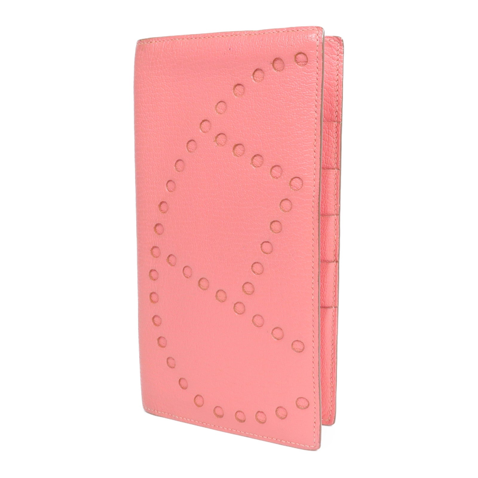 HERMES 山羊皮革Evelyne Long Wallet長錢包Rose Lipstick
