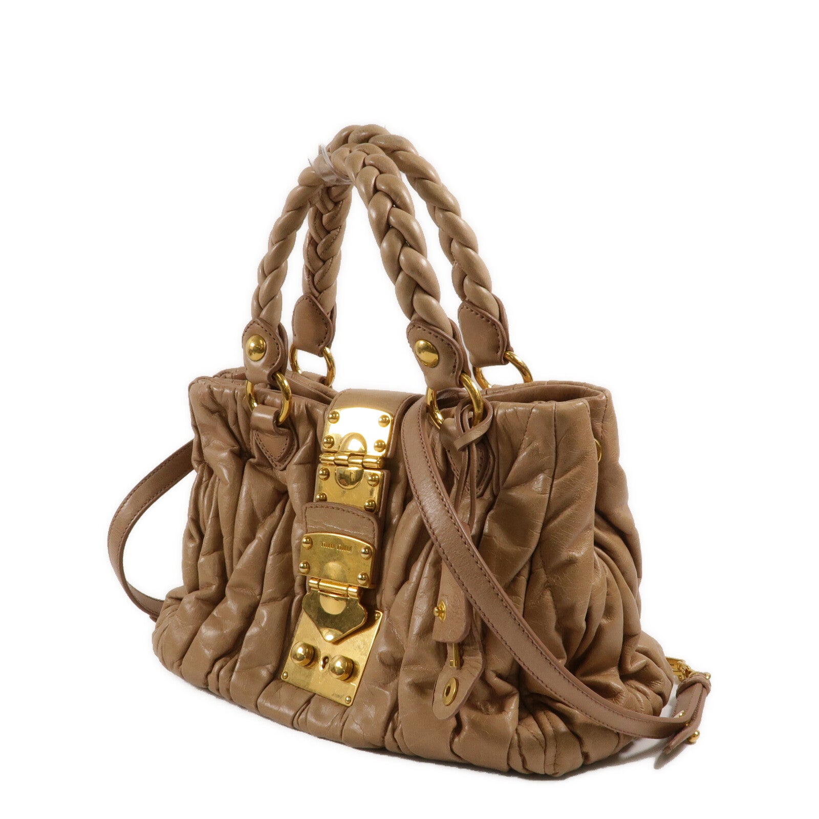 Miu Miu 羊皮皮革Matelasse Coffer手挽肩背兩用袋