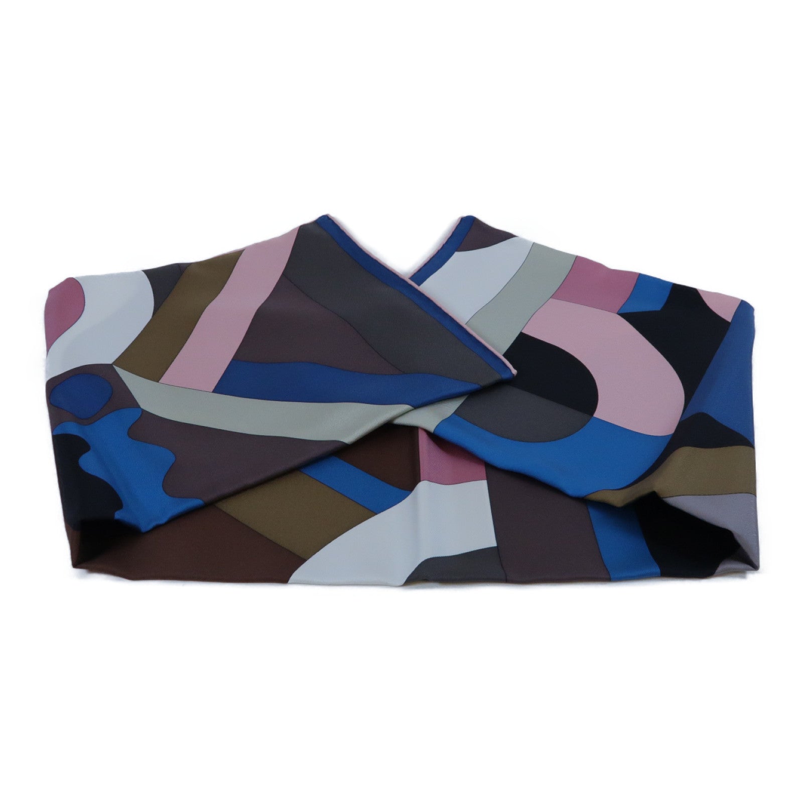 HERMES 【激減優惠】絲質Scarf絲巾深藍色/啡色