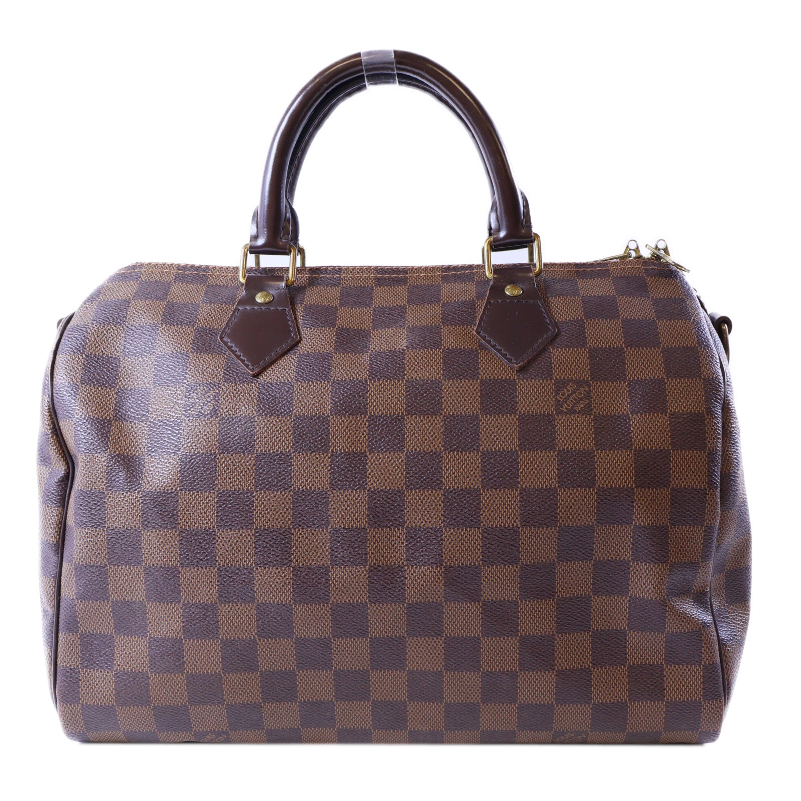 LOUIS VUITTON Damier Speedy 30金扣手挽袋棕色