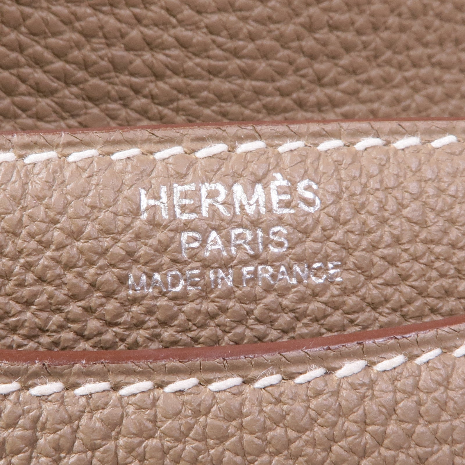 HERMES Togo皮革Steve Light Junior銀扣肩背袋Etoupe