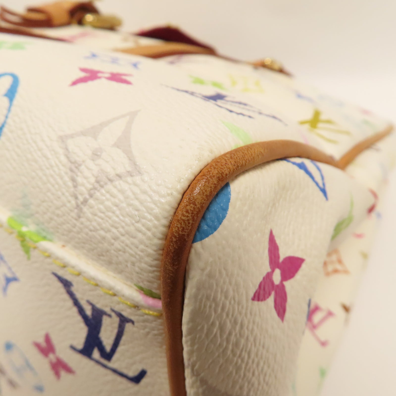 LOUIS VUITTON Monogram Multicolore Aurelia GM金扣肩背袋白色/彩色