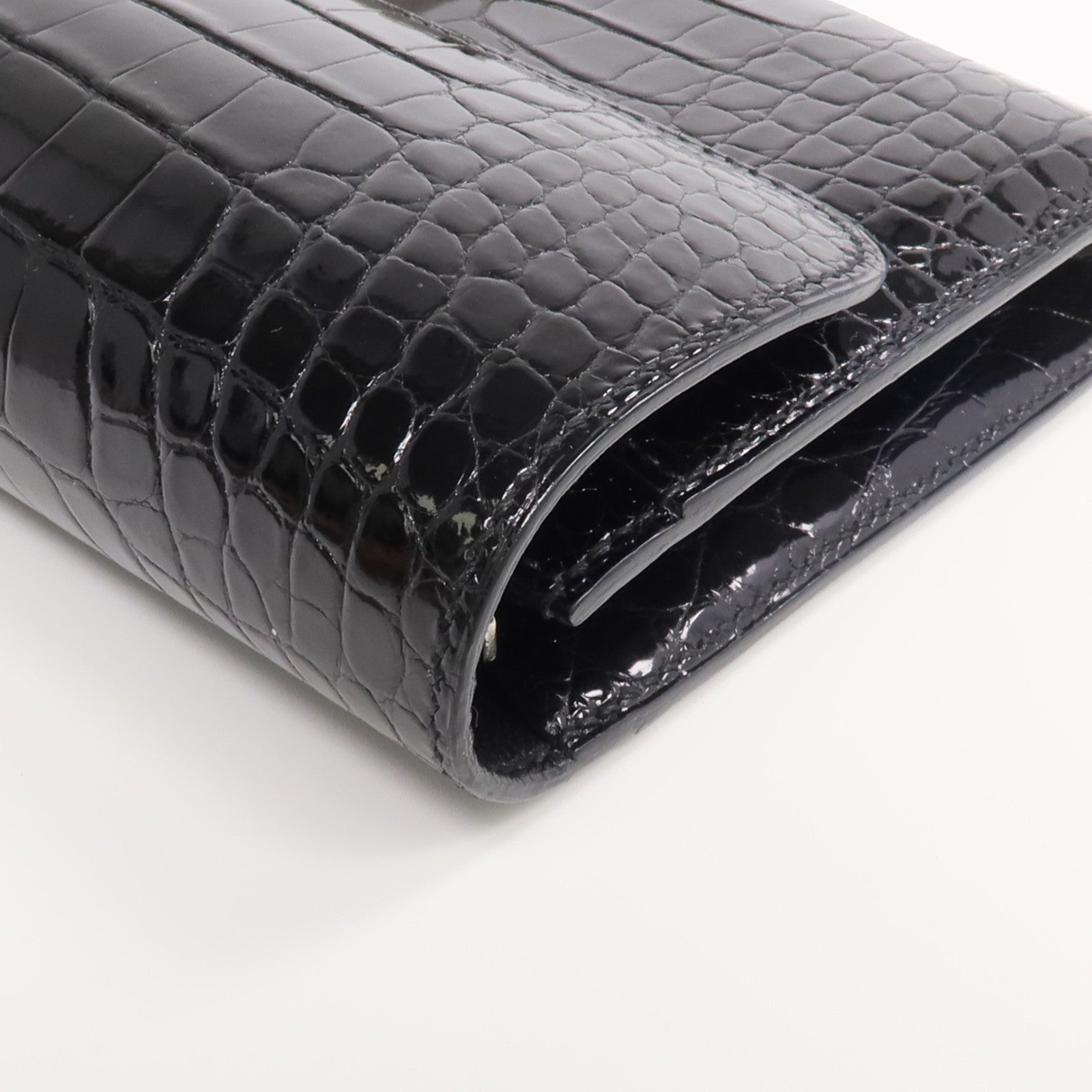 HERMES 【激減優惠】Alligator皮革Constance Long Wallet銀扣長錢包Noir