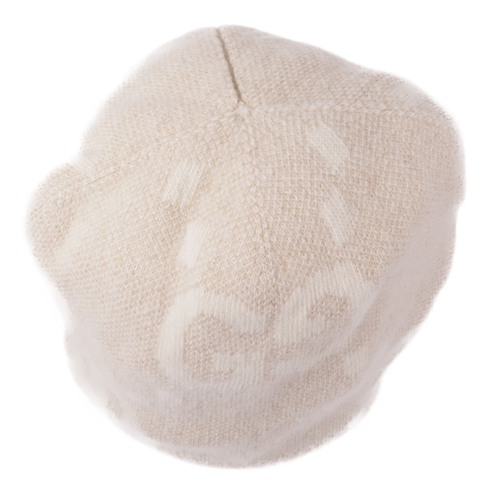GUCCI GG Cashmere Lame Jacquard Hat 765053 Beige