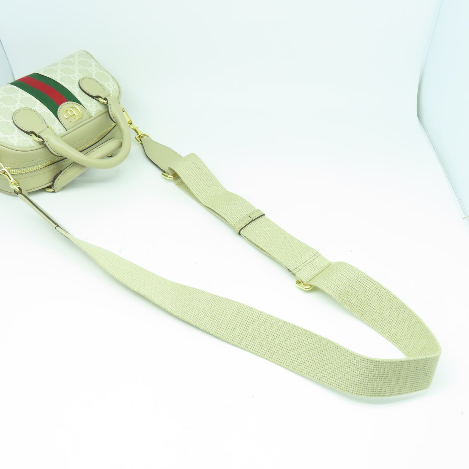 GUCCI 【激減優惠】塗層帆布Ophidia Mini GG Top Handle金扣手挽肩背兩用袋米色