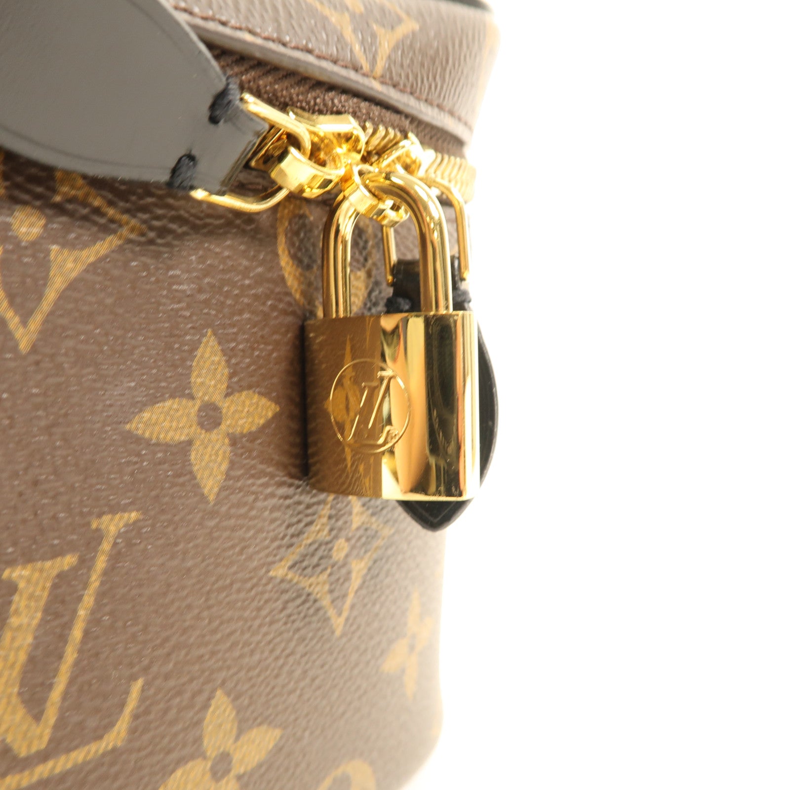 LOUIS VUITTON Monogram Reverse Vanity PM金扣手挽肩背兩用袋棕色