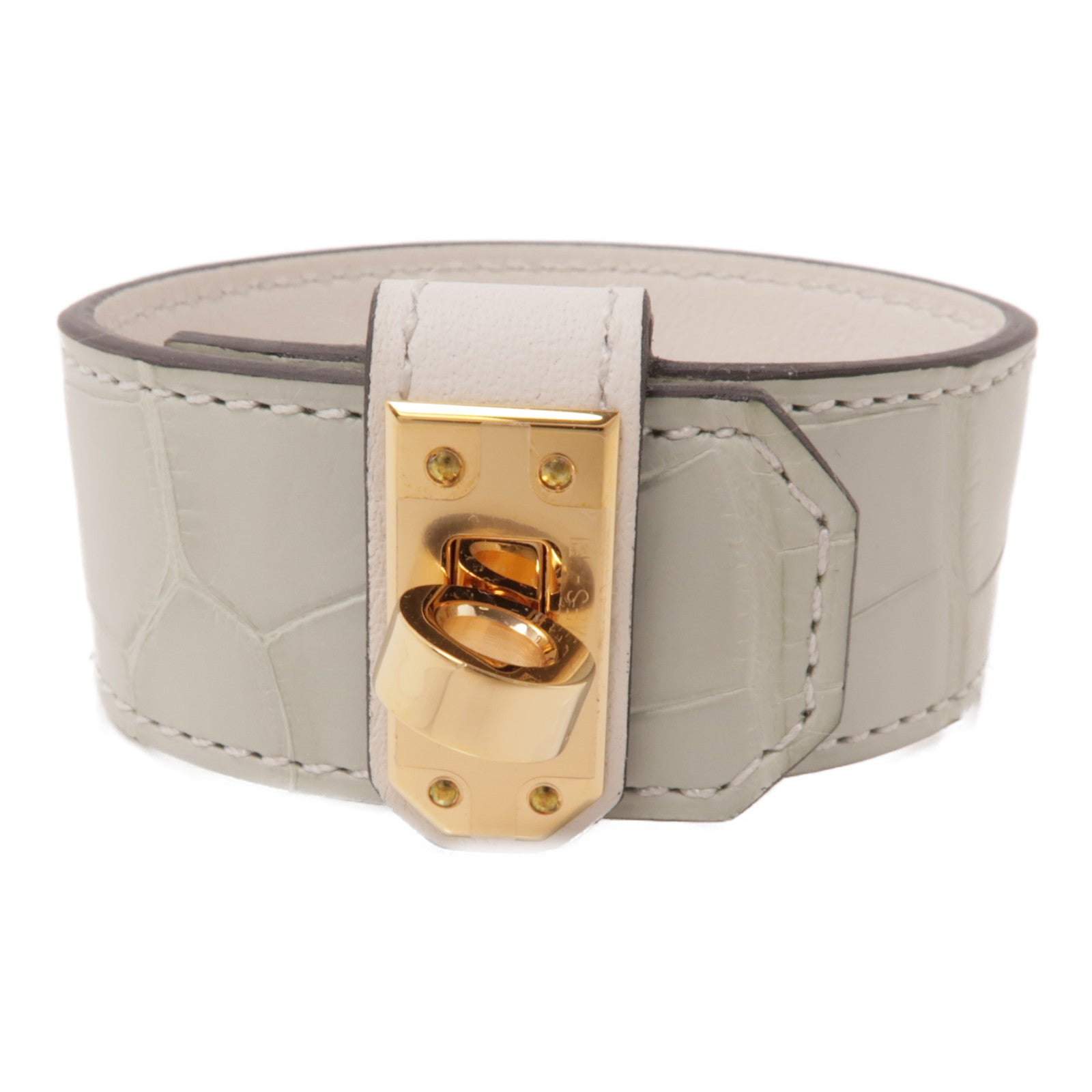 HERMES 鱷魚皮革Kelly Twist金扣手帶